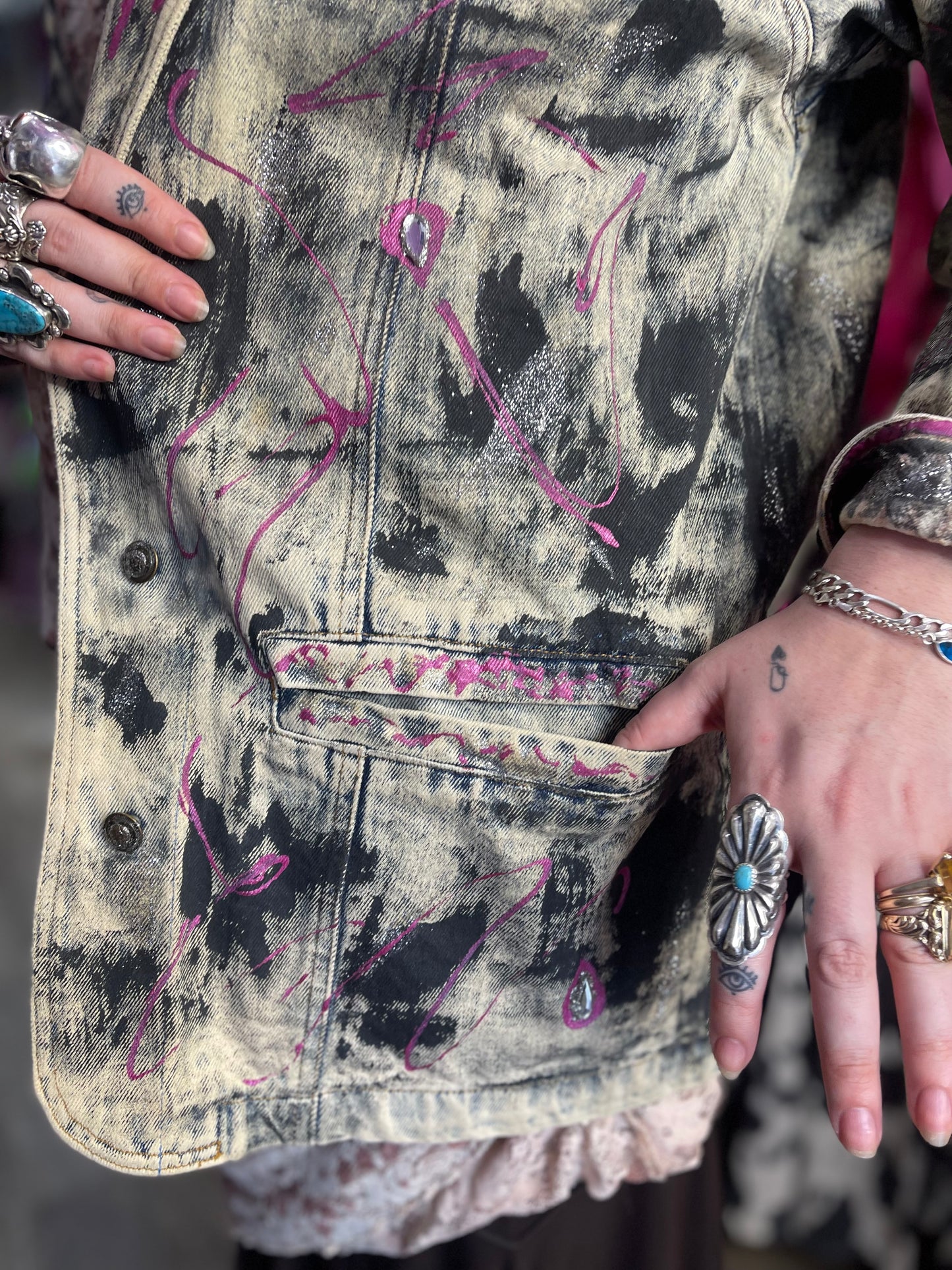 Vintage 90s Painted Denim Blazer