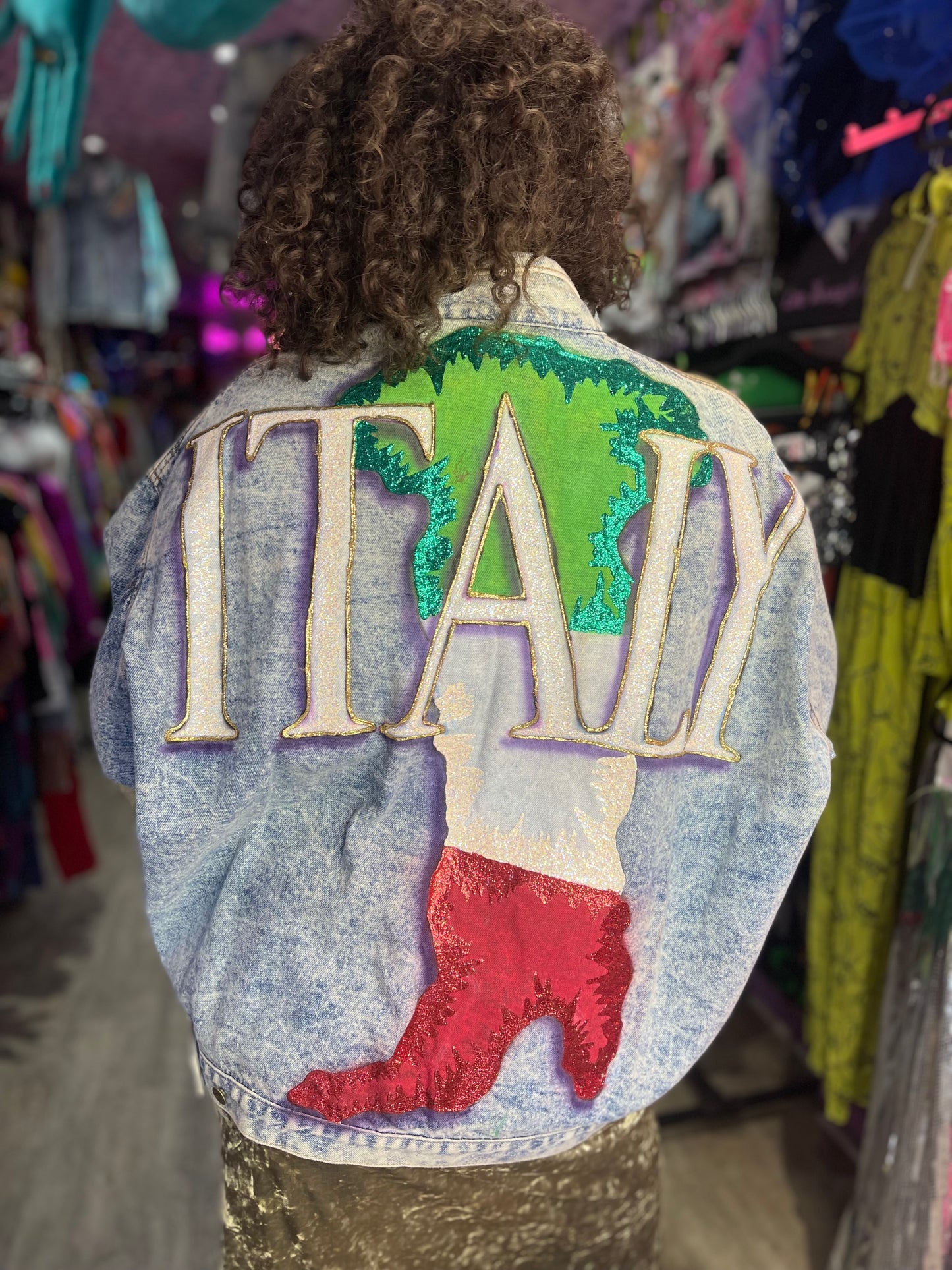 Vintage 80s/90s Italy Theme Jean Jacket