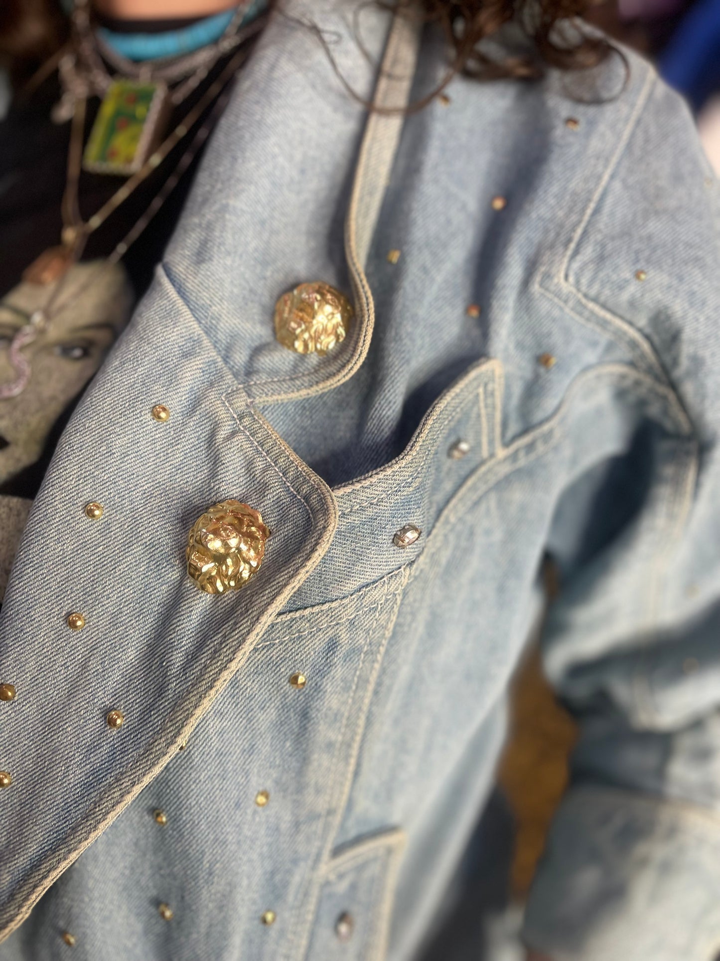 Vintage 90s Lion Theme Jean Jacket