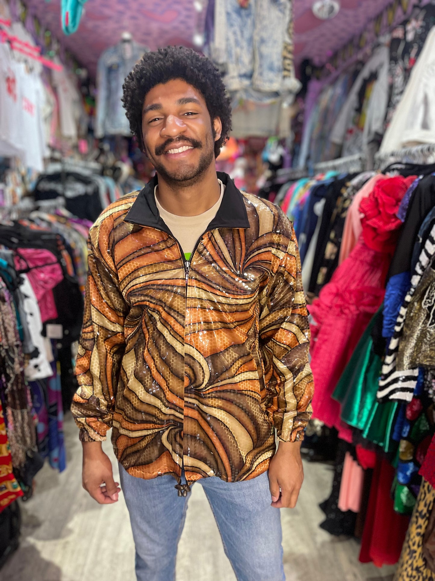 Vintage 90s Shiny Sequin Swirl Jacket