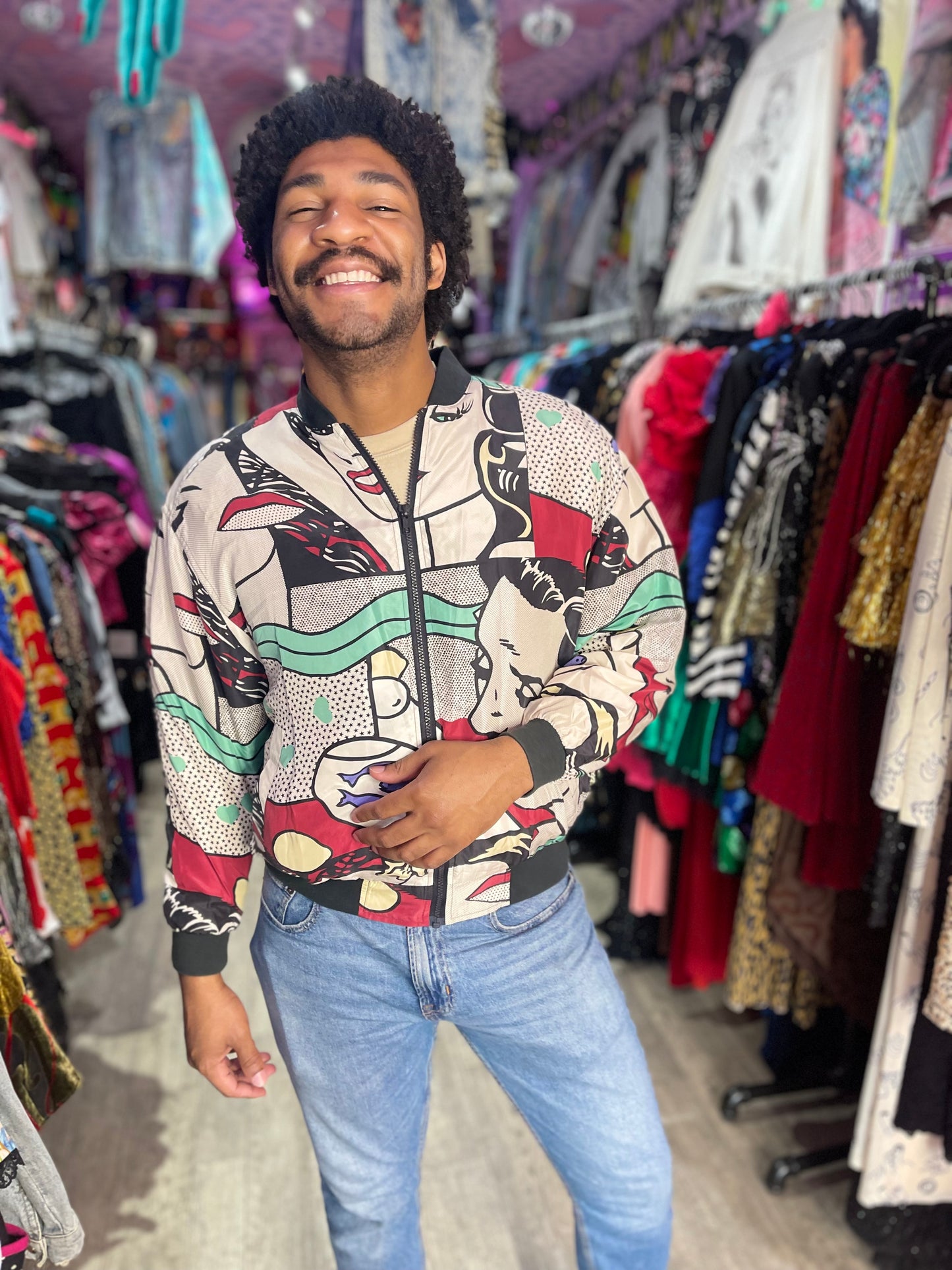 Vintage 90s Pop Art Silk Windbreaker
