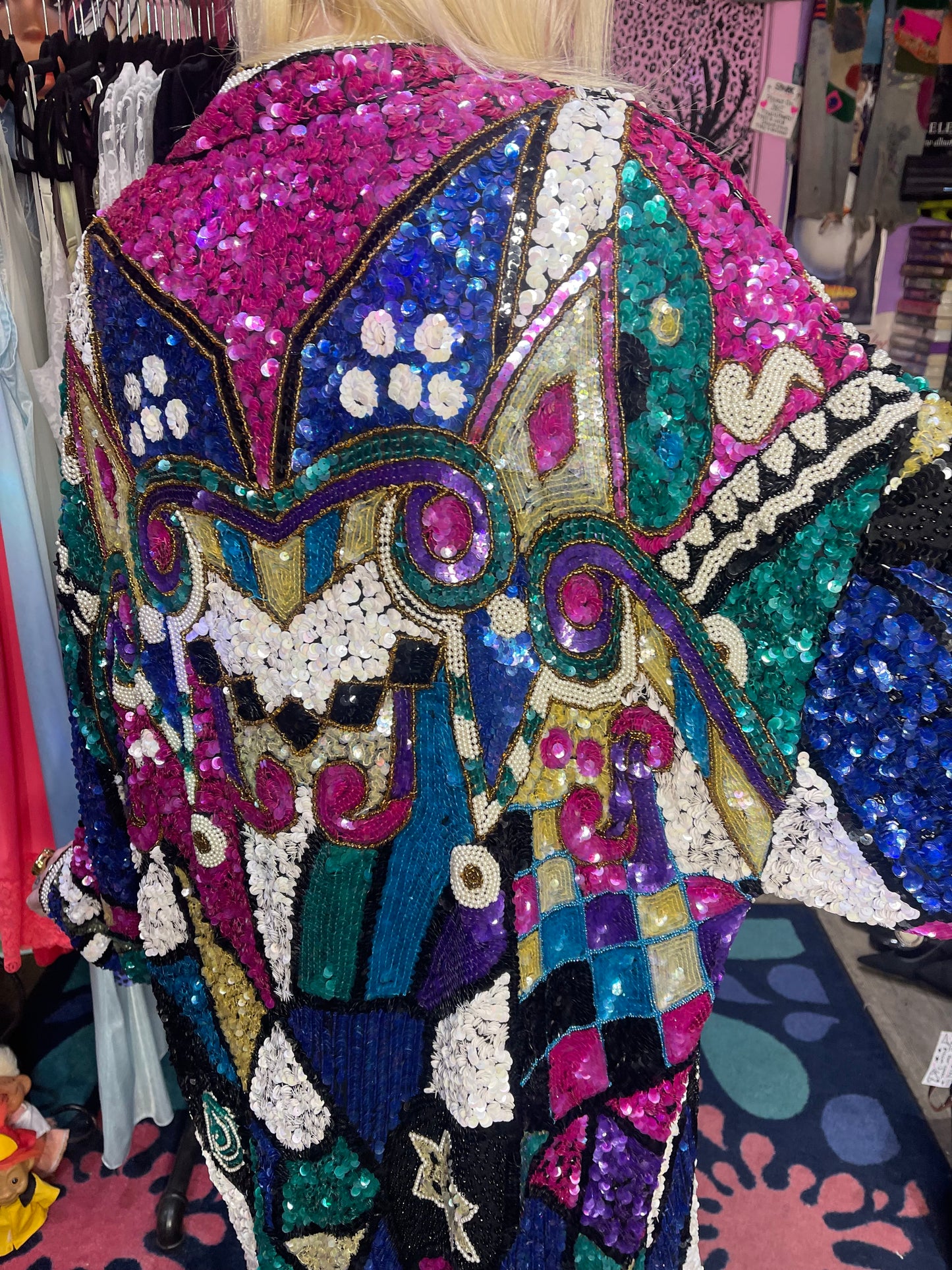 Vintage 80s Sequin Encrusted Kimono Jacket