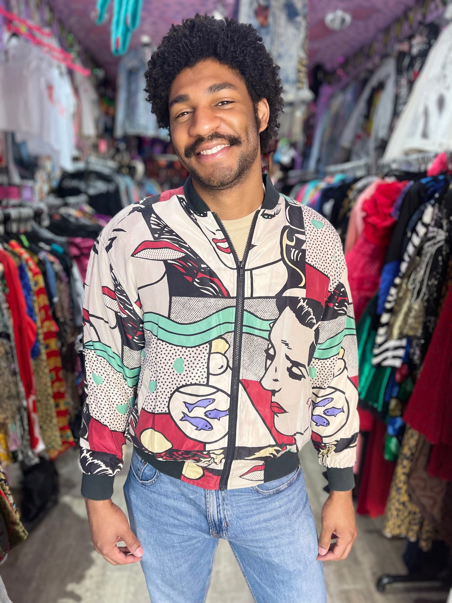 Vintage 90s Pop Art Silk Windbreaker