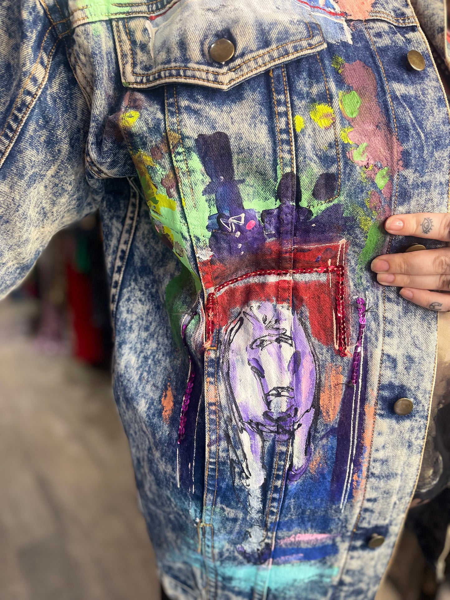 Vintage 80s Painted New York Jean Jacket