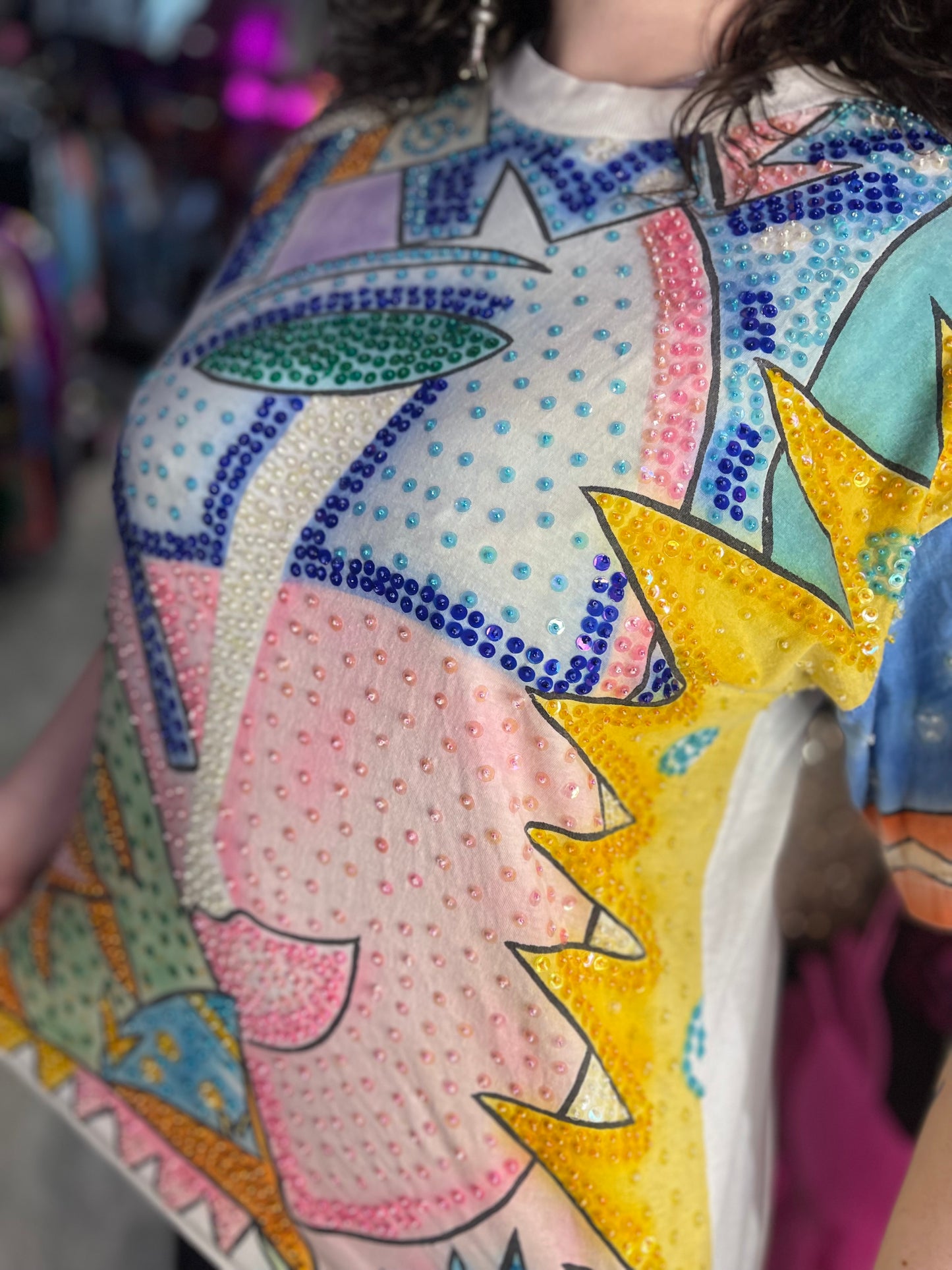 Vintage 90s Sequin Face Shirt