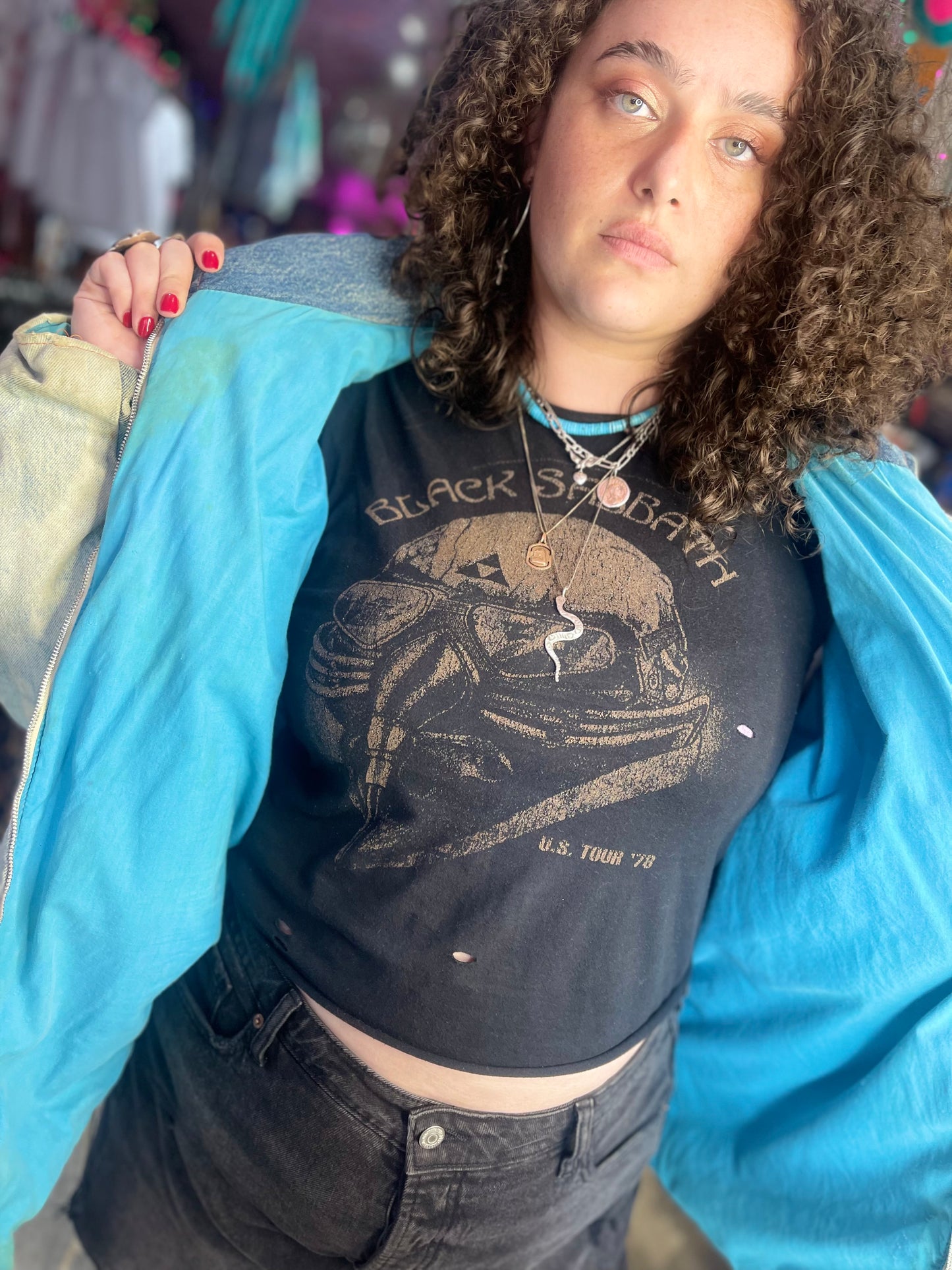 Vintage 80s Patchwork Pink Panther Jean Jacket