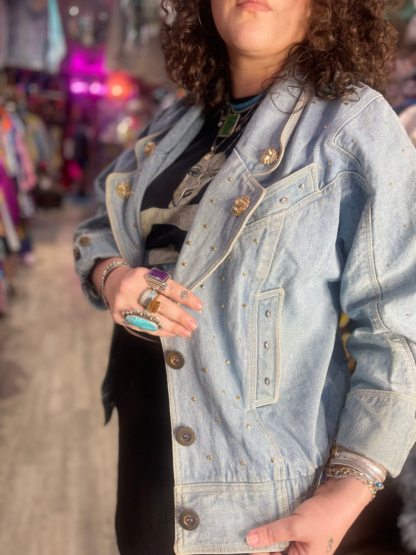 Vintage 90s Lion Theme Jean Jacket