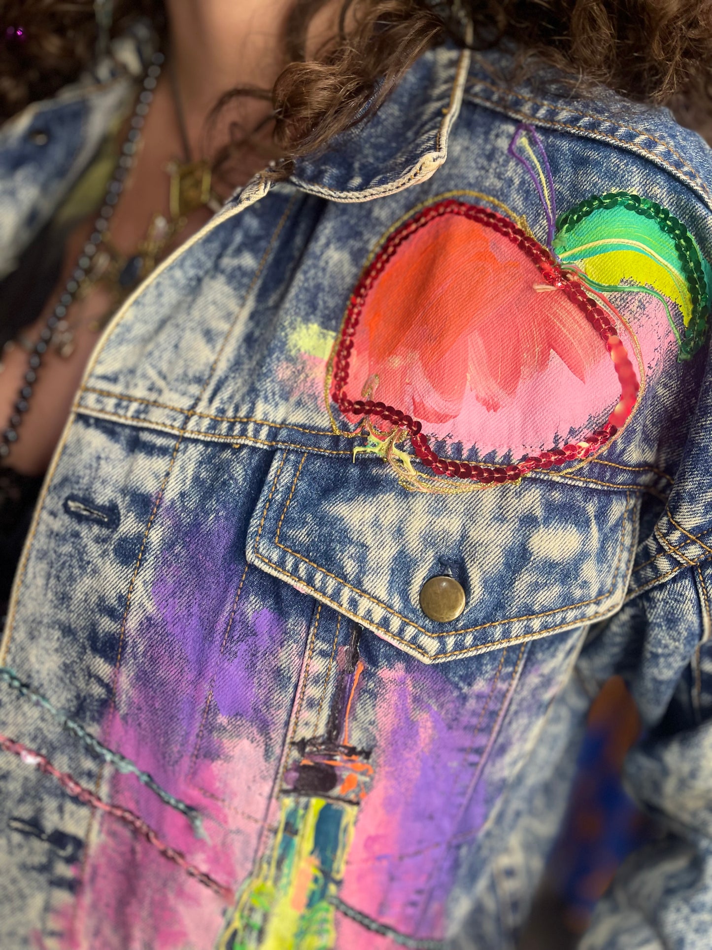 Vintage 80s Painted New York Jean Jacket