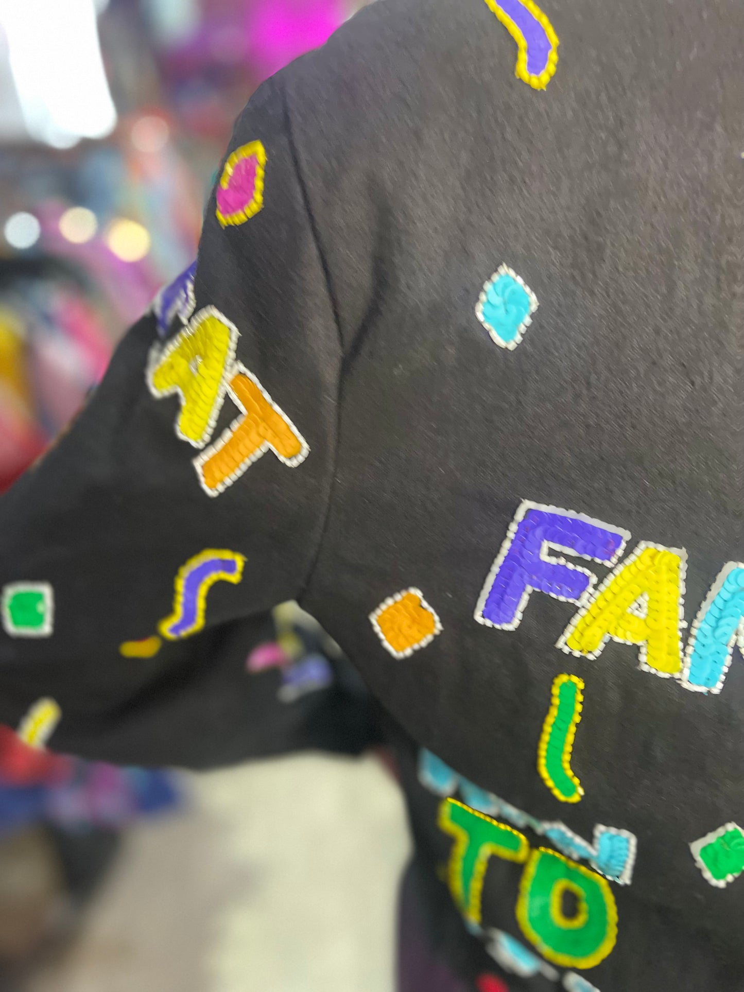 Vintage 90s Sequin Happy Words Denim Jacket