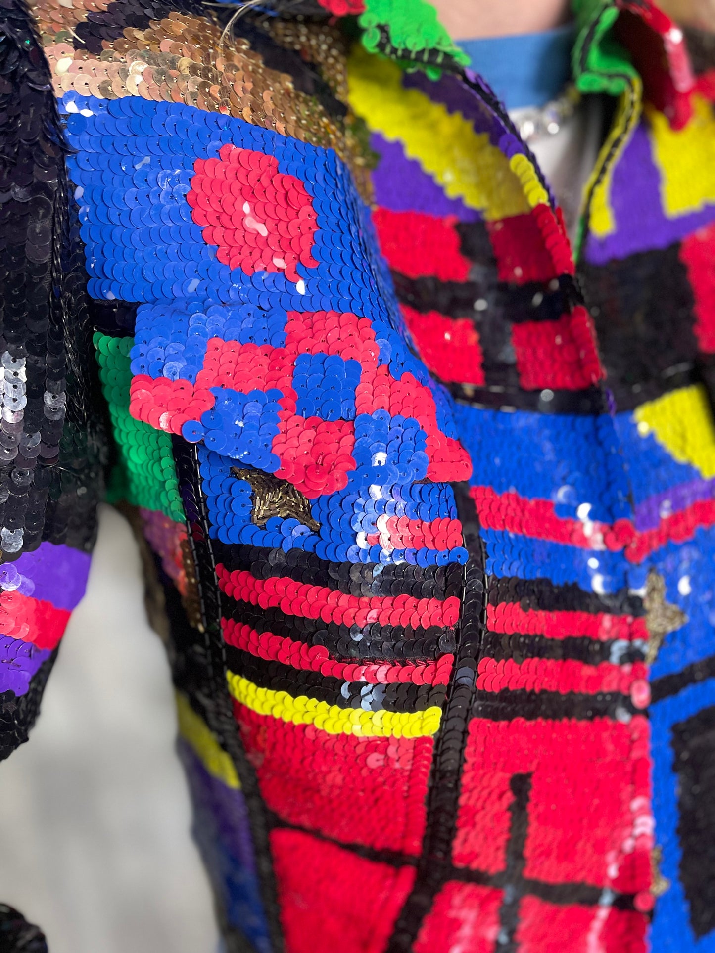 Vintage 90s Sequin Squares & Stars Jacket
