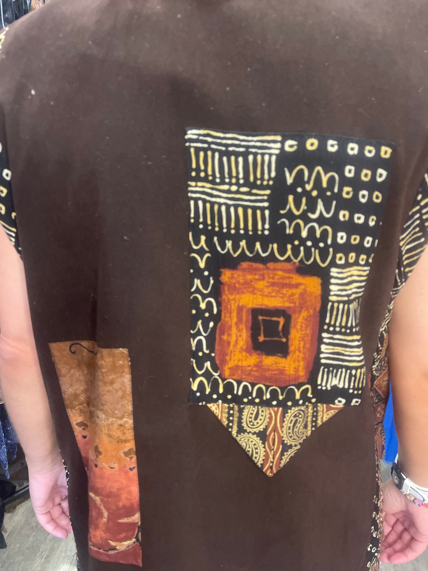 Vintage 90s Mix Print Brown Vest