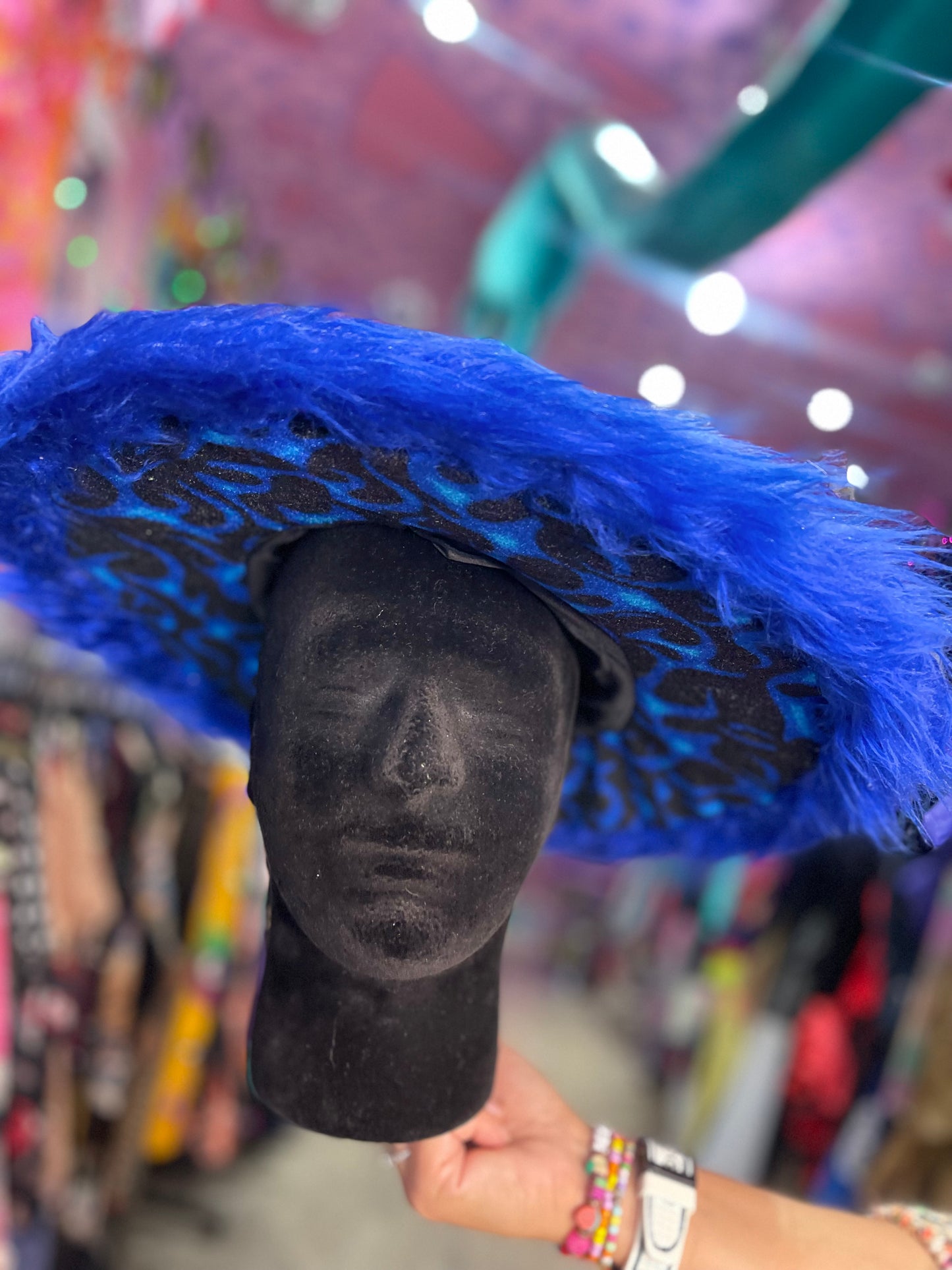 Flame and Faux Fur Rave Hat