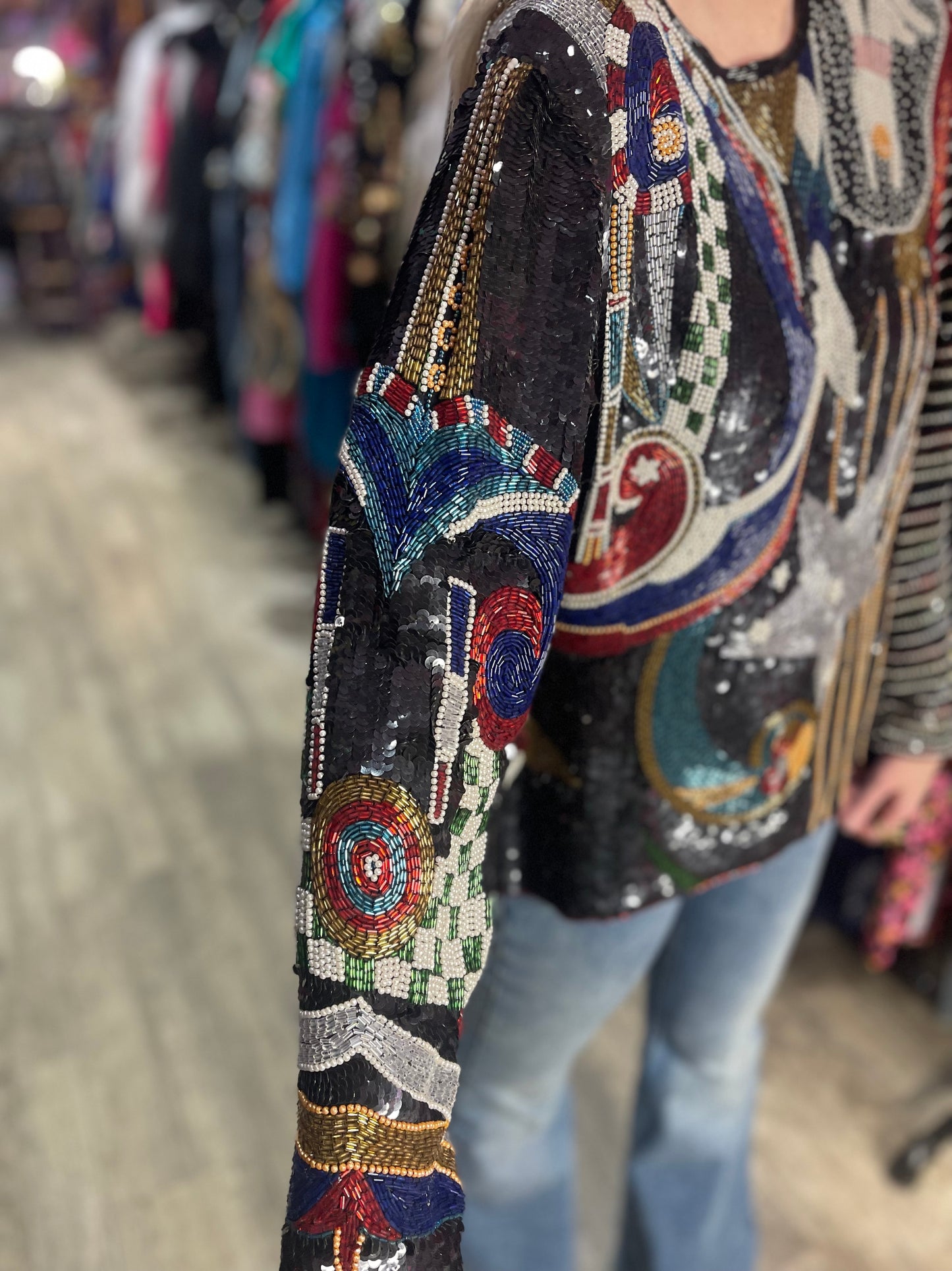 Vintage 80s Sequin Beaded Star Blouse