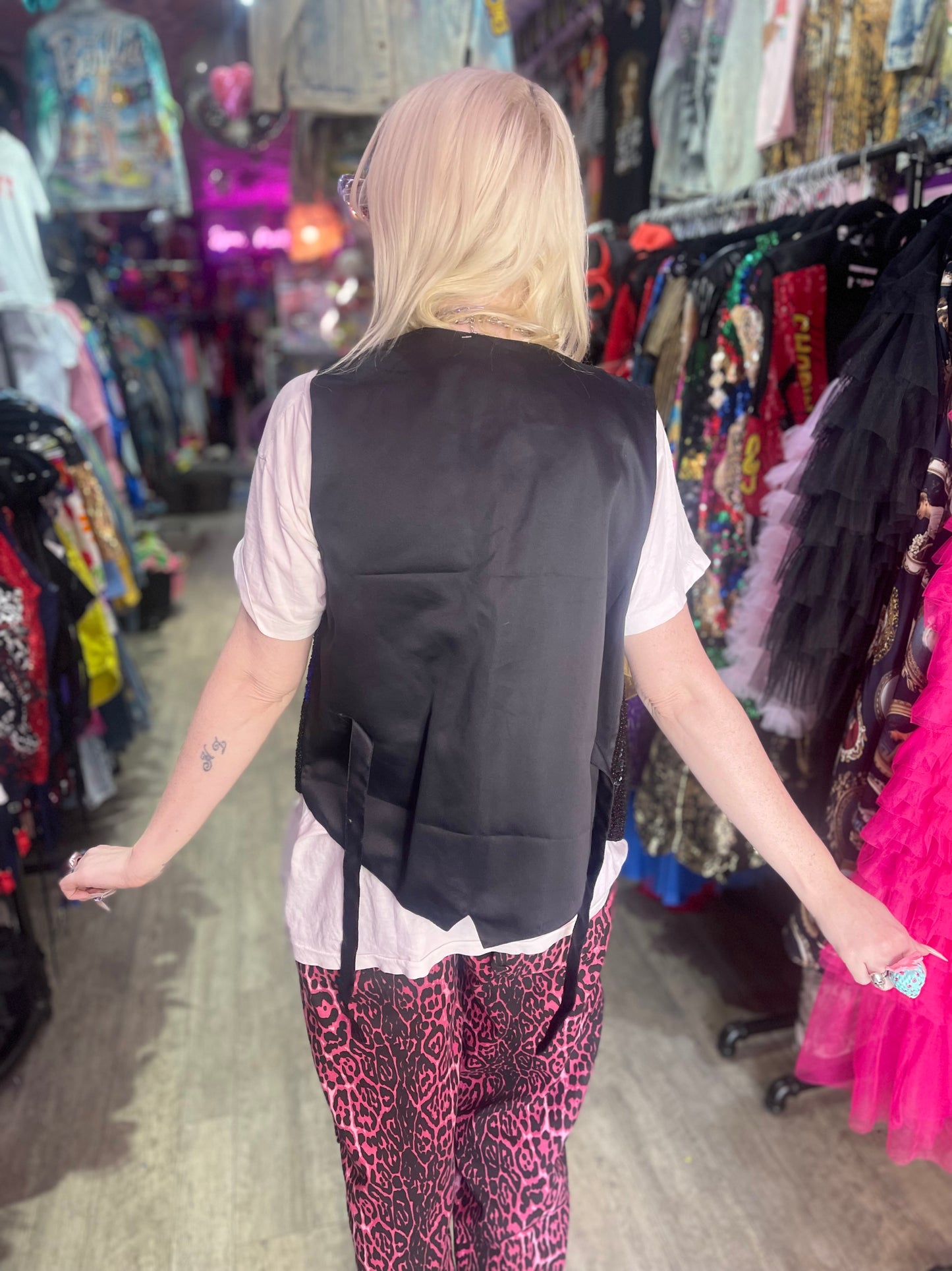 Vintage 90s Sequin Cats Theme Sequin Vest - Spark Pretty