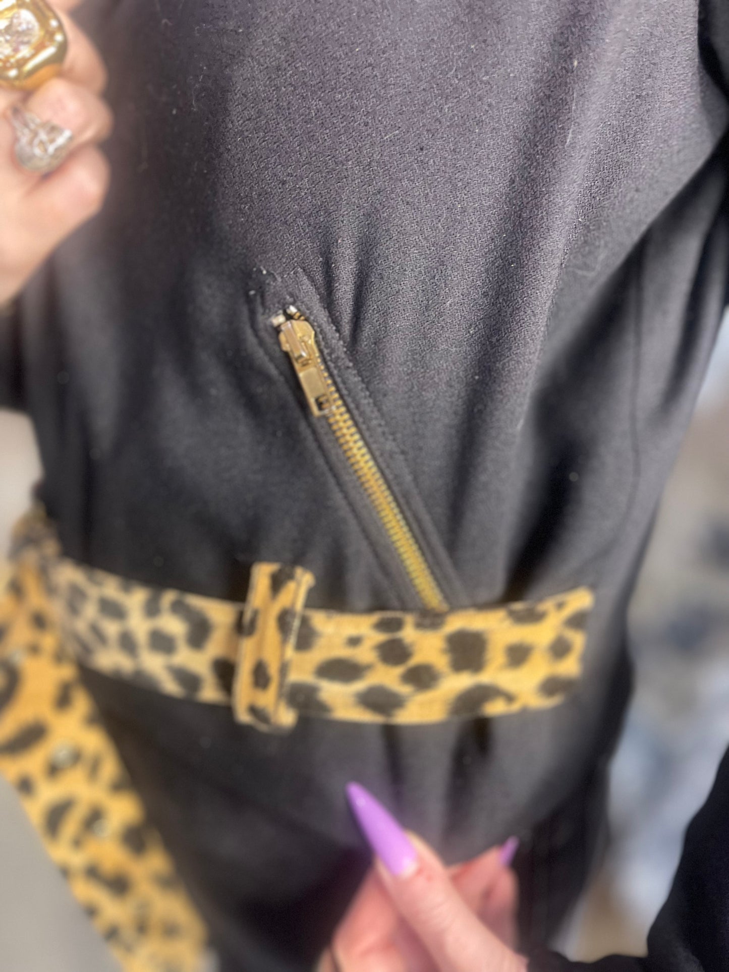 Vintage 90s Leopard Cropped Moto Jacket