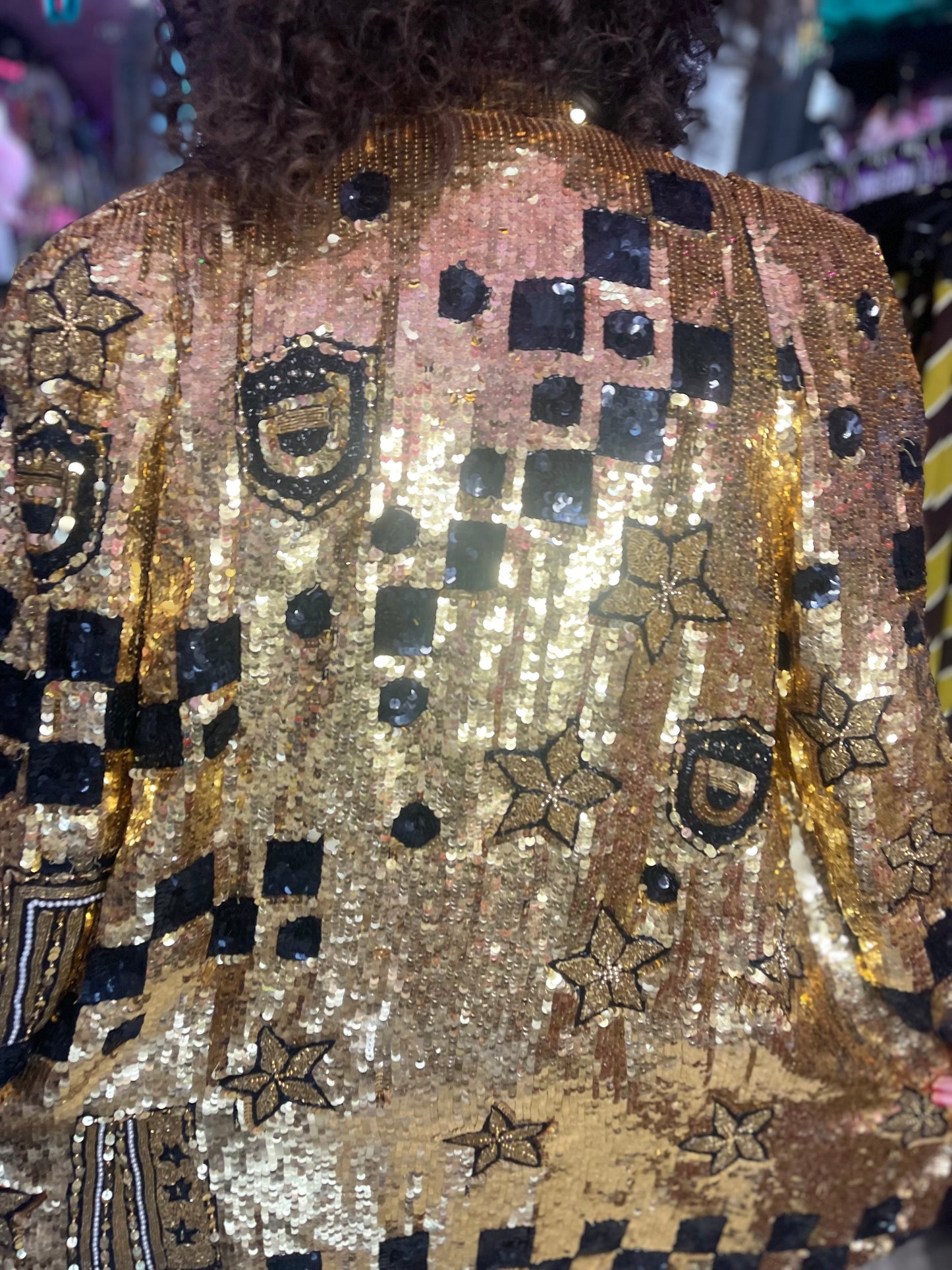 Vintage 80s Sequin Encrusted Gold Kimono Jacket