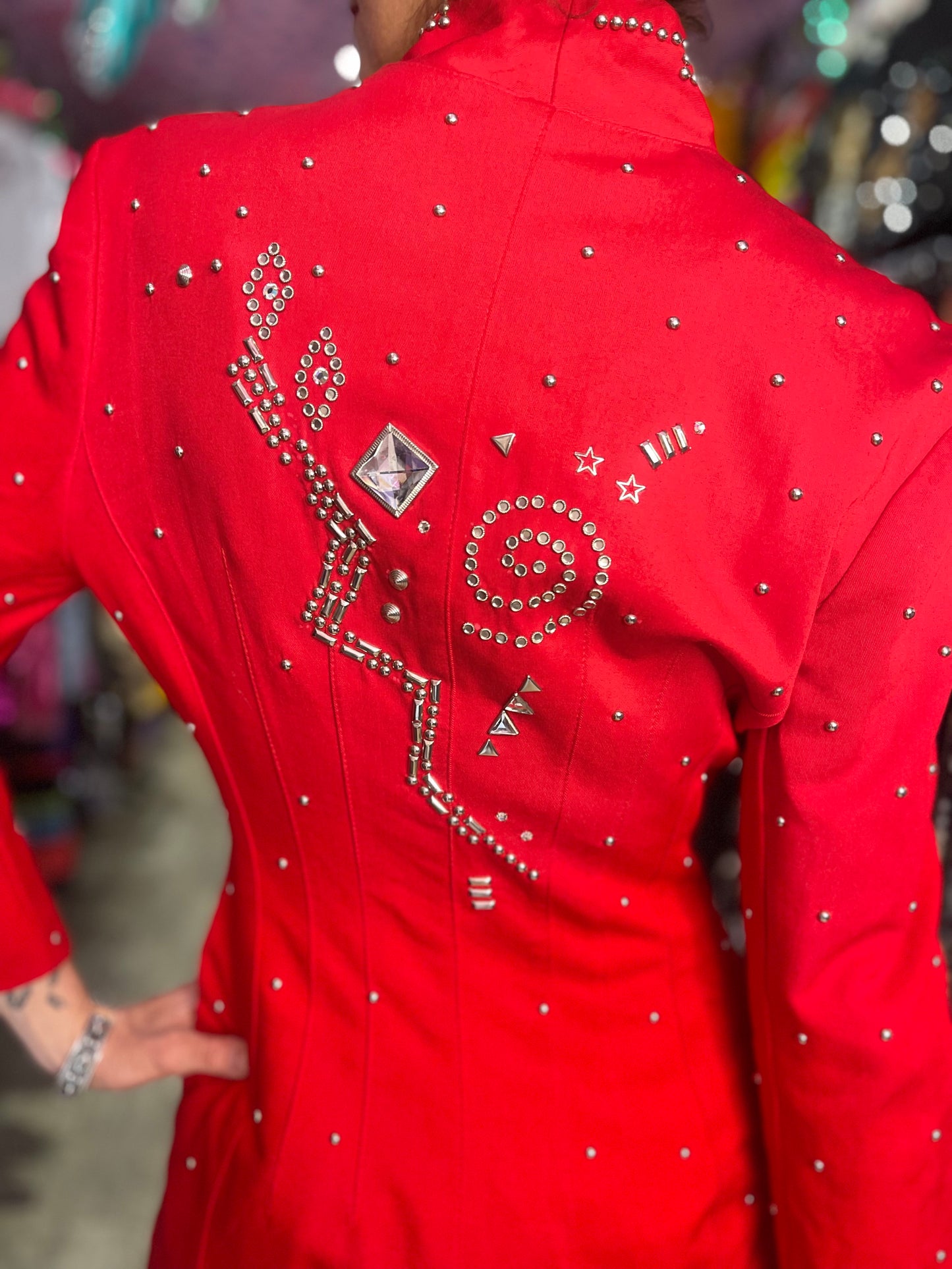 Vintage 90s Bedazzled Studded Red Double Breasted Jacket