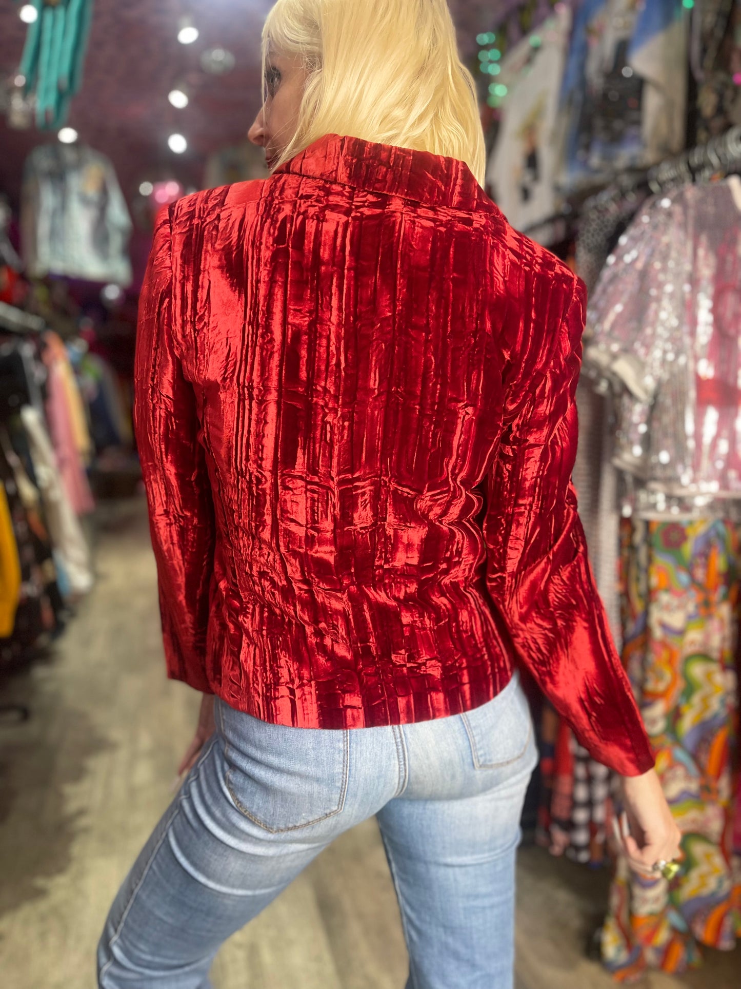 Vintage 90s Crushed Velvet Burnout Jacket