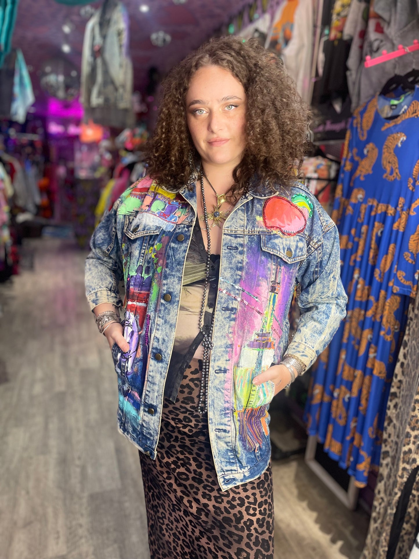 Vintage 80s Painted New York Jean Jacket