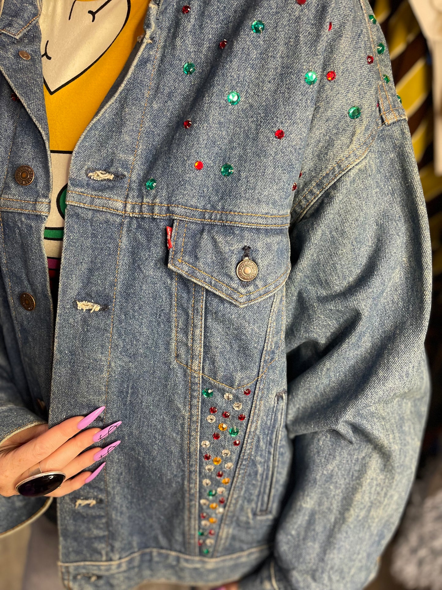 Vintage 80s Painted New York Jean Jacket