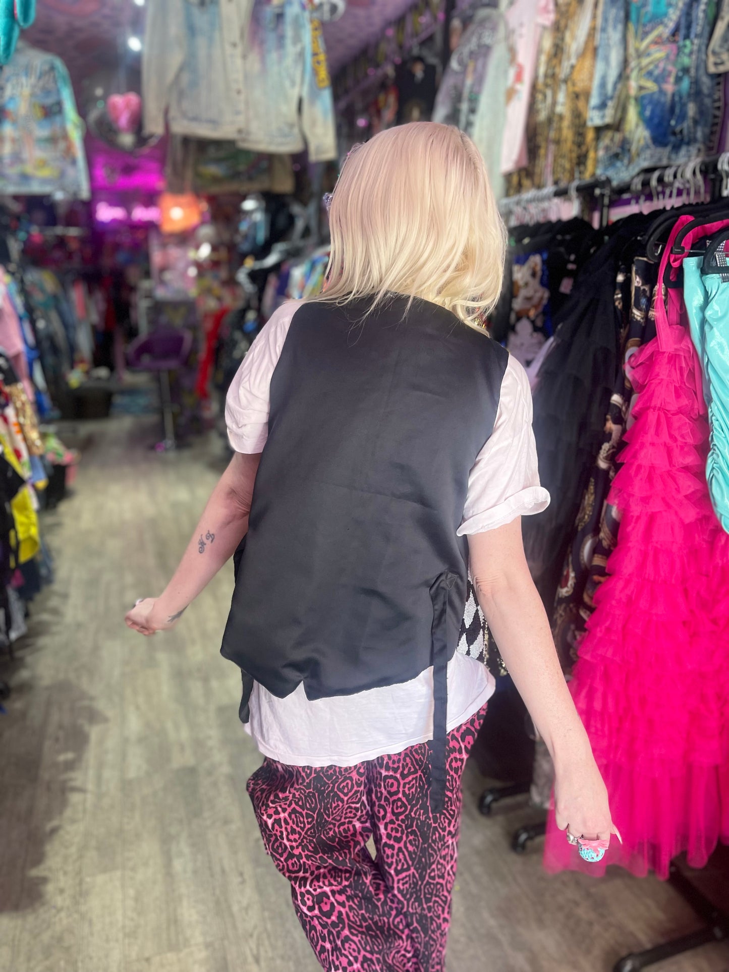 Vintage 90s Sequin Harlequin Theme Sequin Vest - Spark Pretty