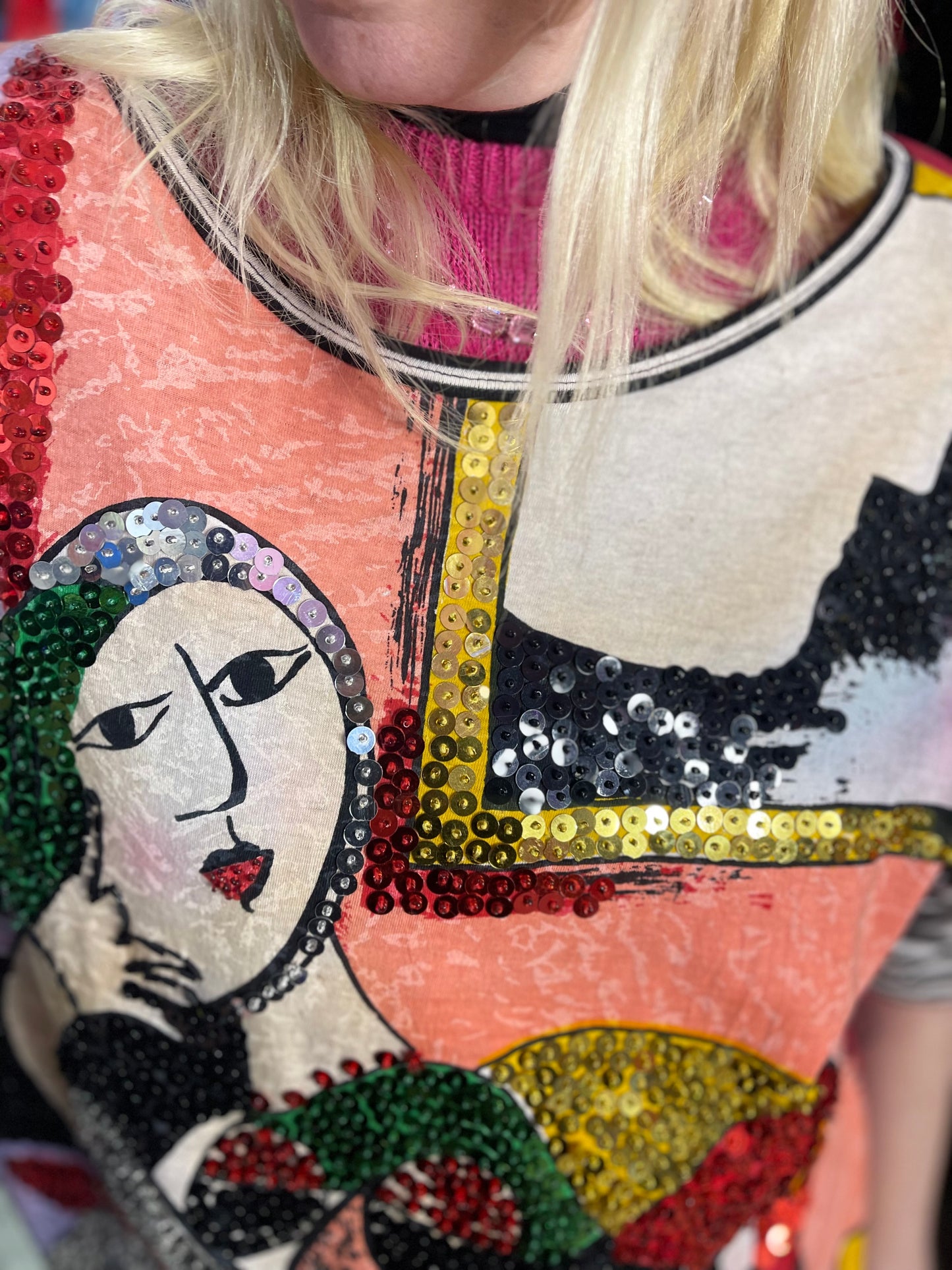 Vintage 90s Sequin Art Graphic T-shirt - Spark Pretty