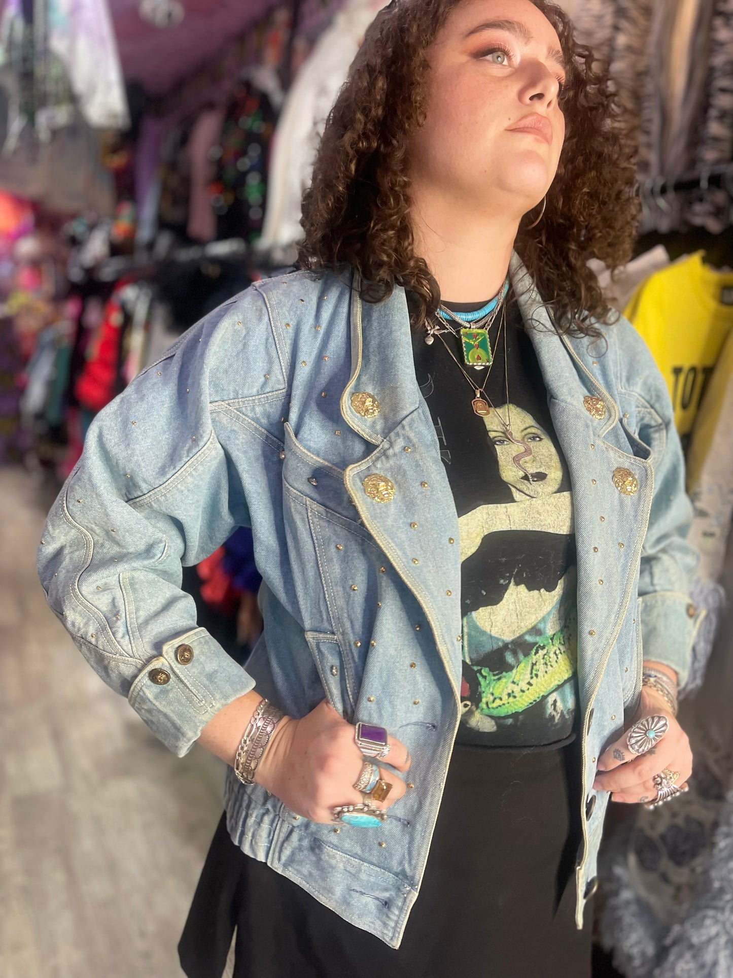 Vintage 90s Lion Theme Jean Jacket