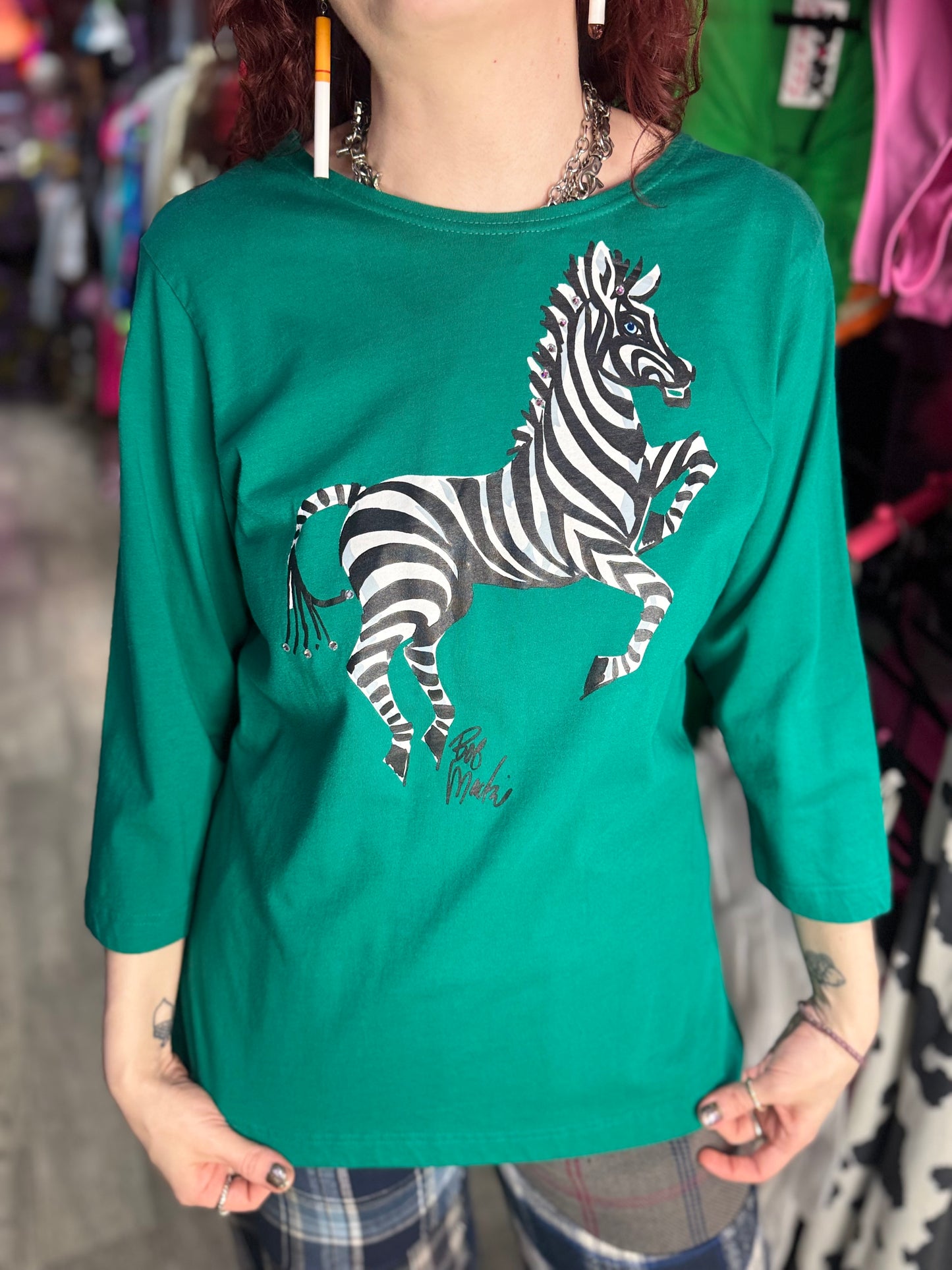 Vintage 90s Bob Mackie Zebra Top