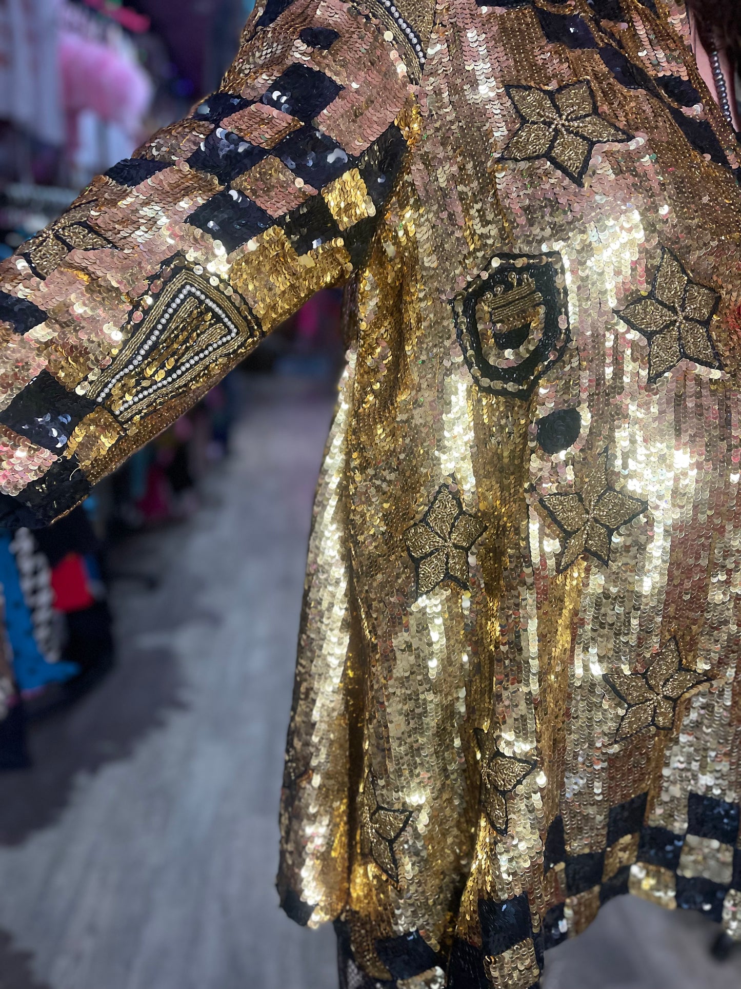 Vintage 80s Sequin Encrusted Gold Kimono Jacket