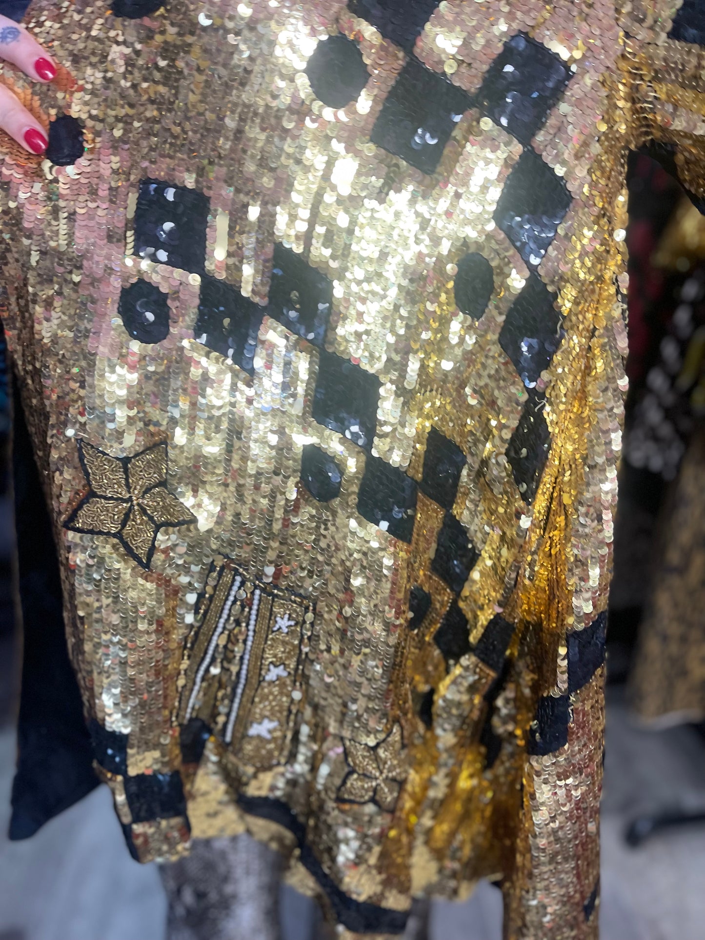 Vintage 80s Sequin Encrusted Gold Kimono Jacket