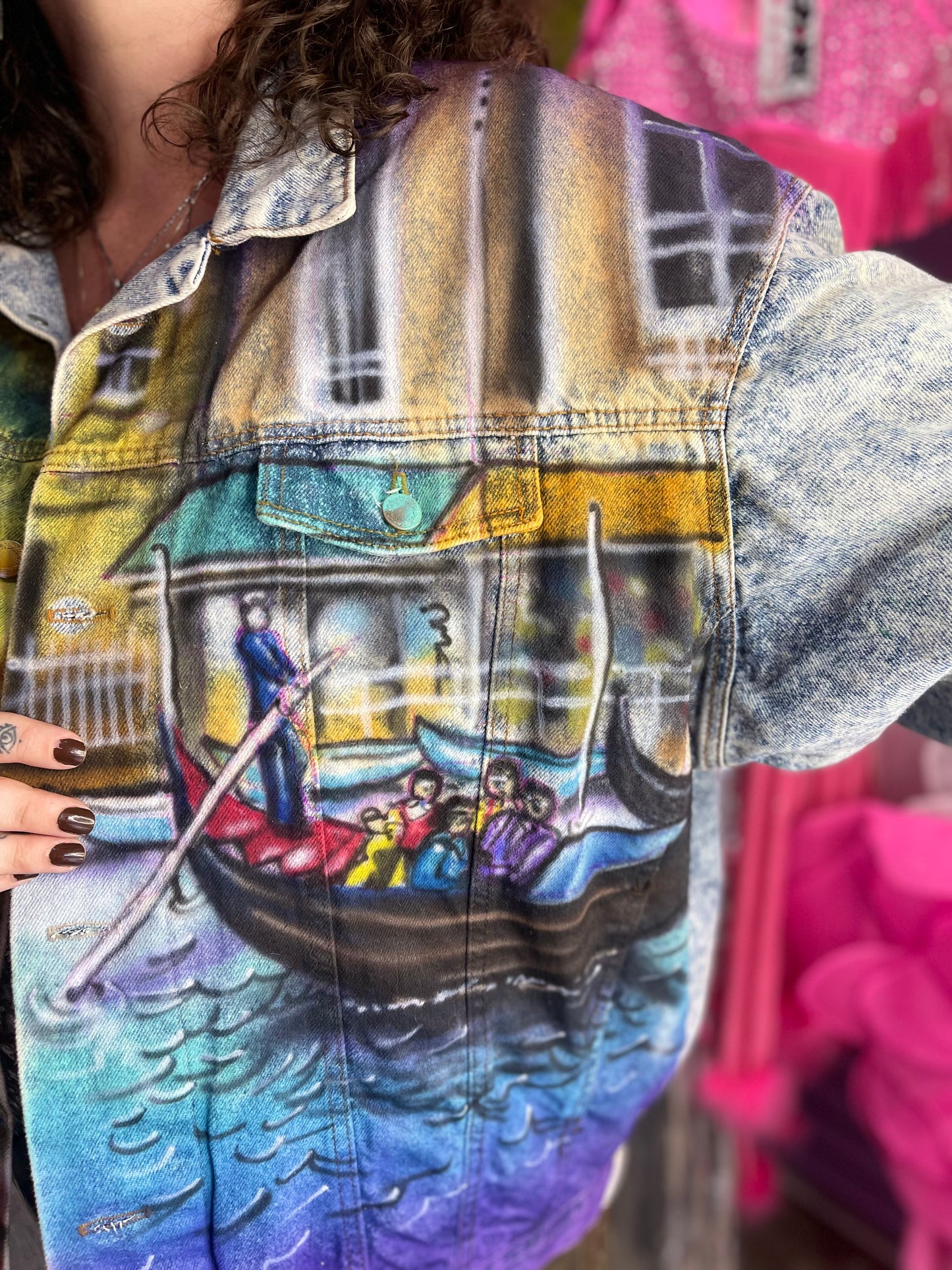 Vintage 80s/90s Italy Theme Jean Jacket