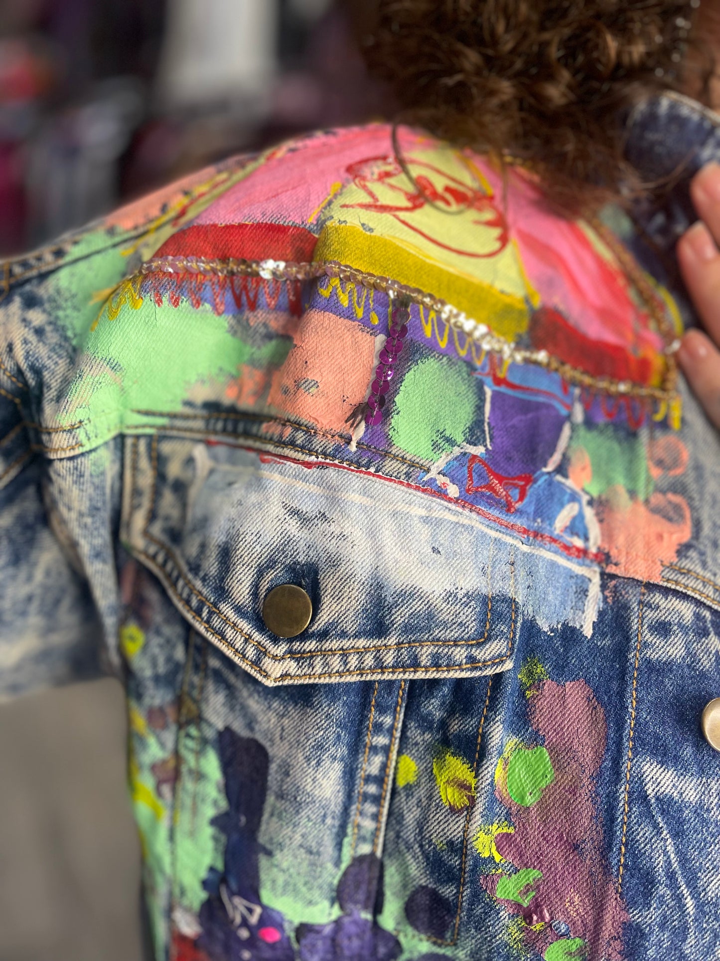Vintage 80s Painted New York Jean Jacket