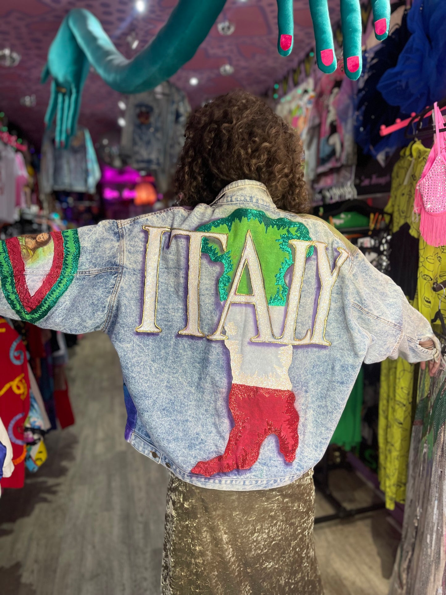 Vintage 80s/90s Italy Theme Jean Jacket