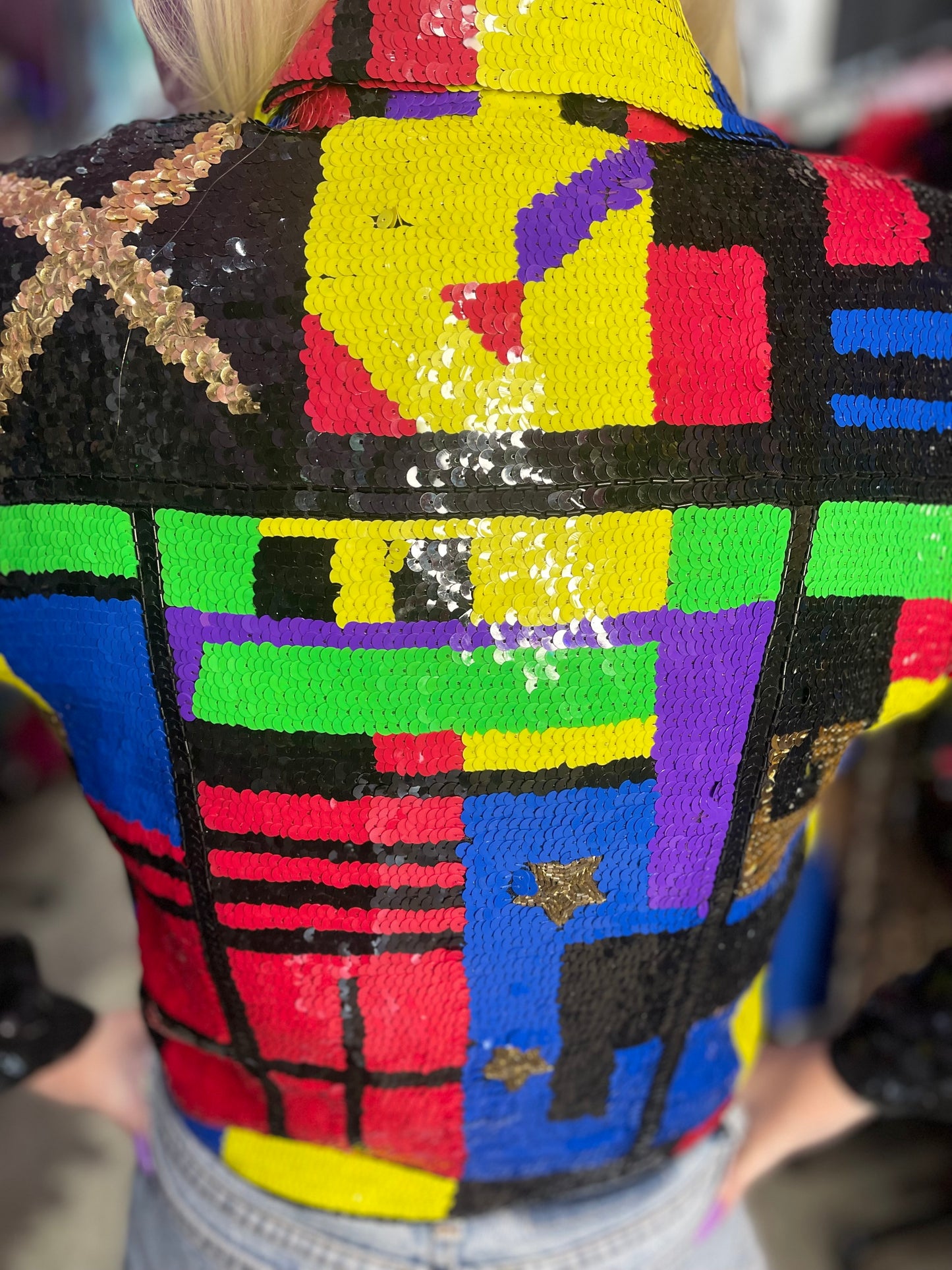Vintage 90s Sequin Squares & Stars Jacket