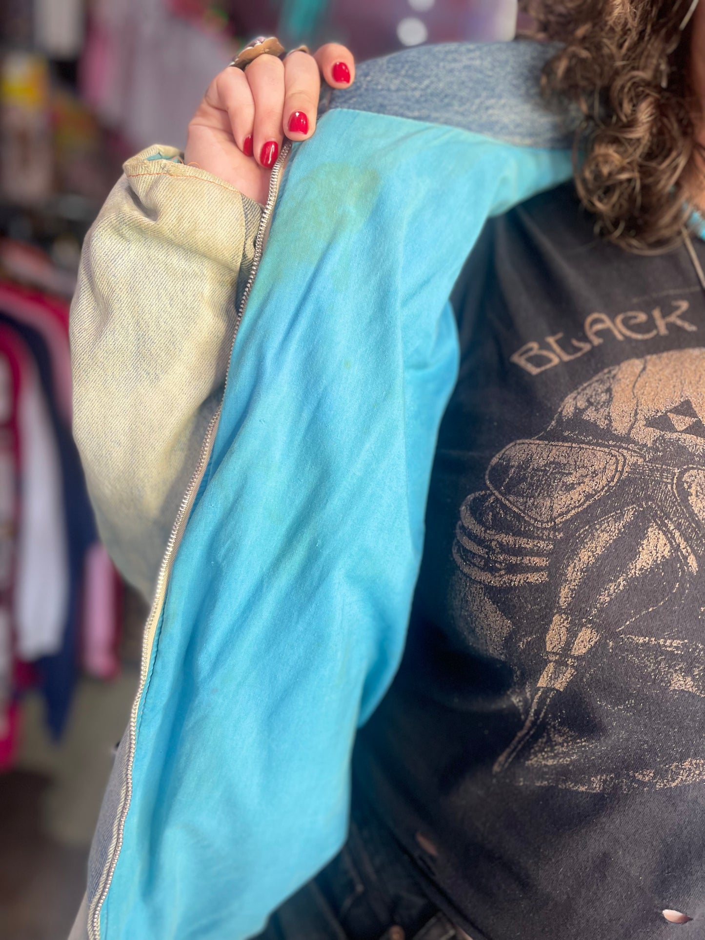 Vintage 80s Patchwork Pink Panther Jean Jacket