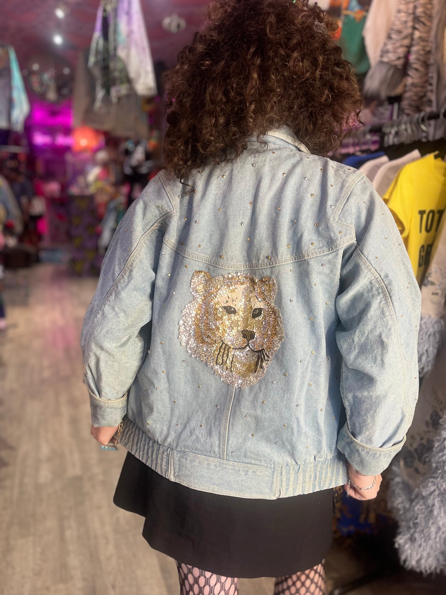 Vintage 90s Lion Theme Jean Jacket