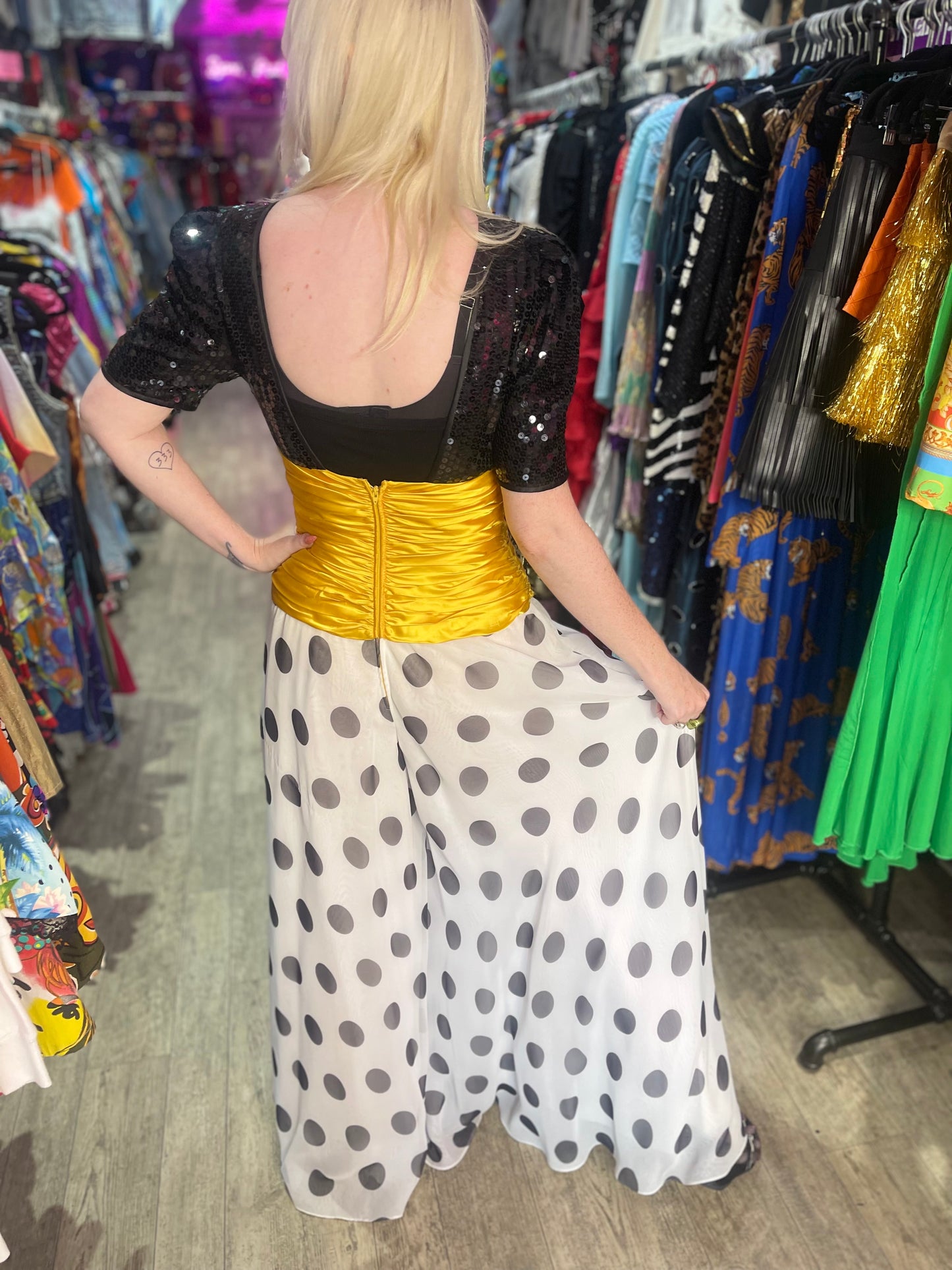 Vintage 90s Sequin and Polka Dot Jumpsuit