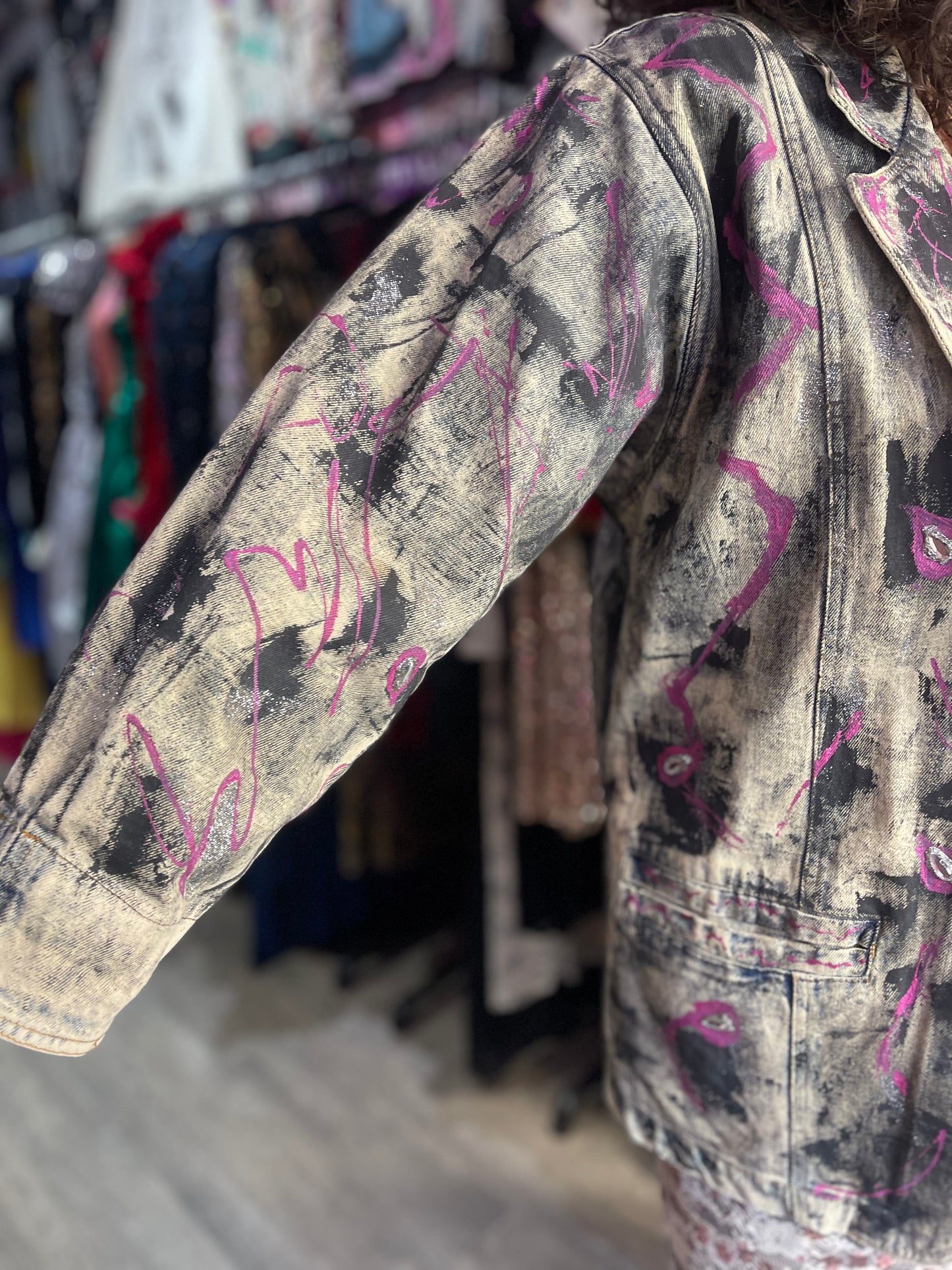 Vintage 90s Painted Denim Blazer