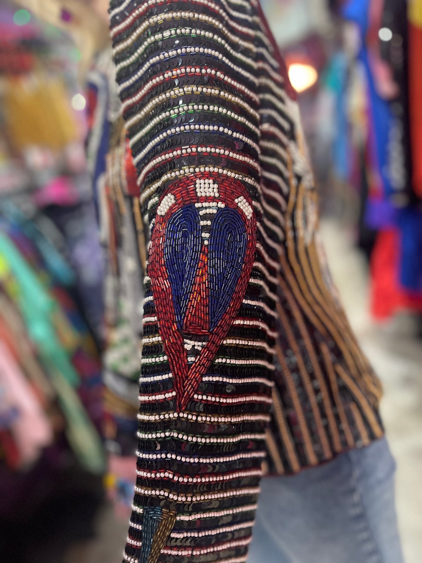 Vintage 80s Sequin Beaded Star Blouse