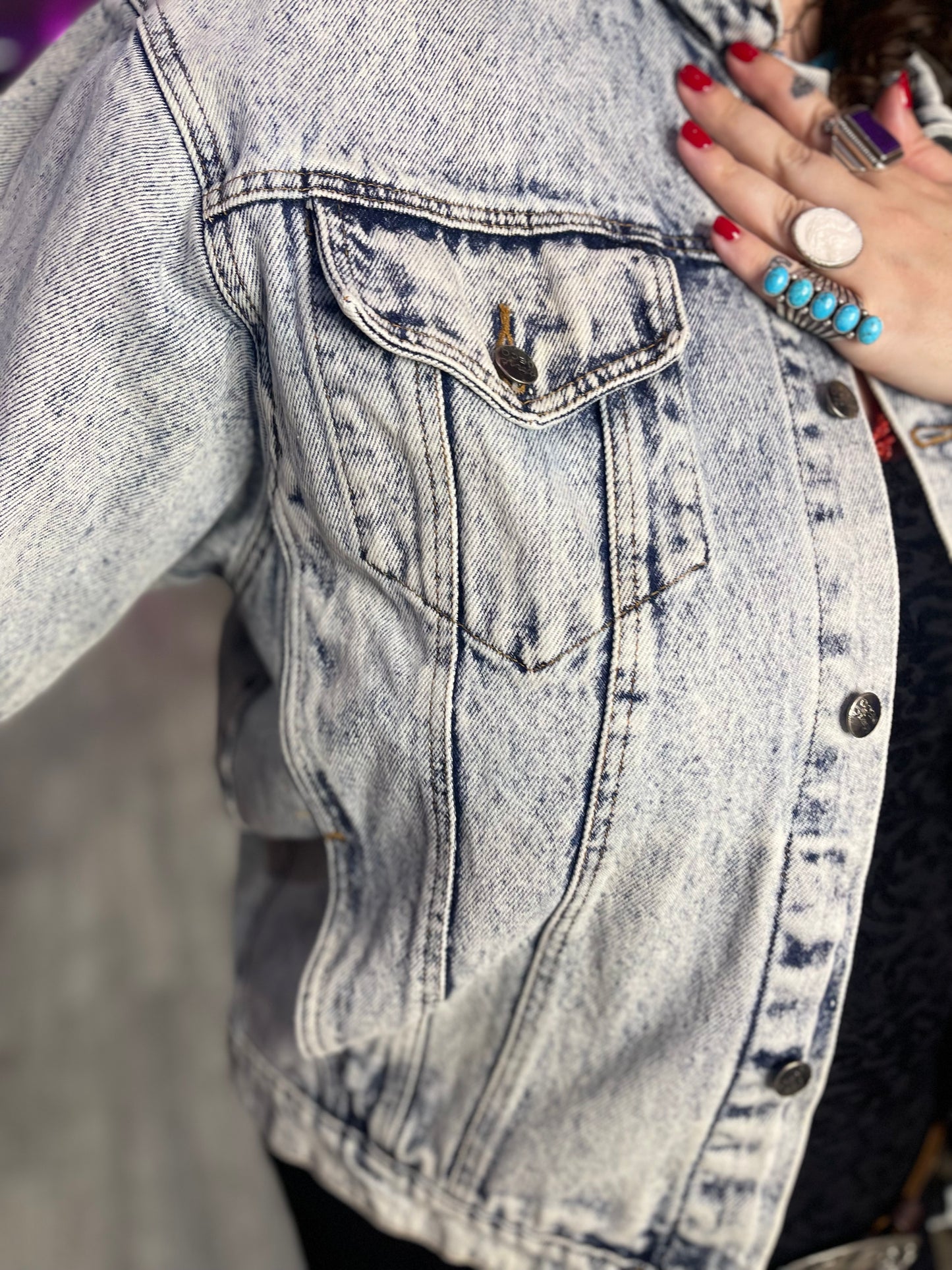 Vintage 90s Race Car Painted Jean Jacket