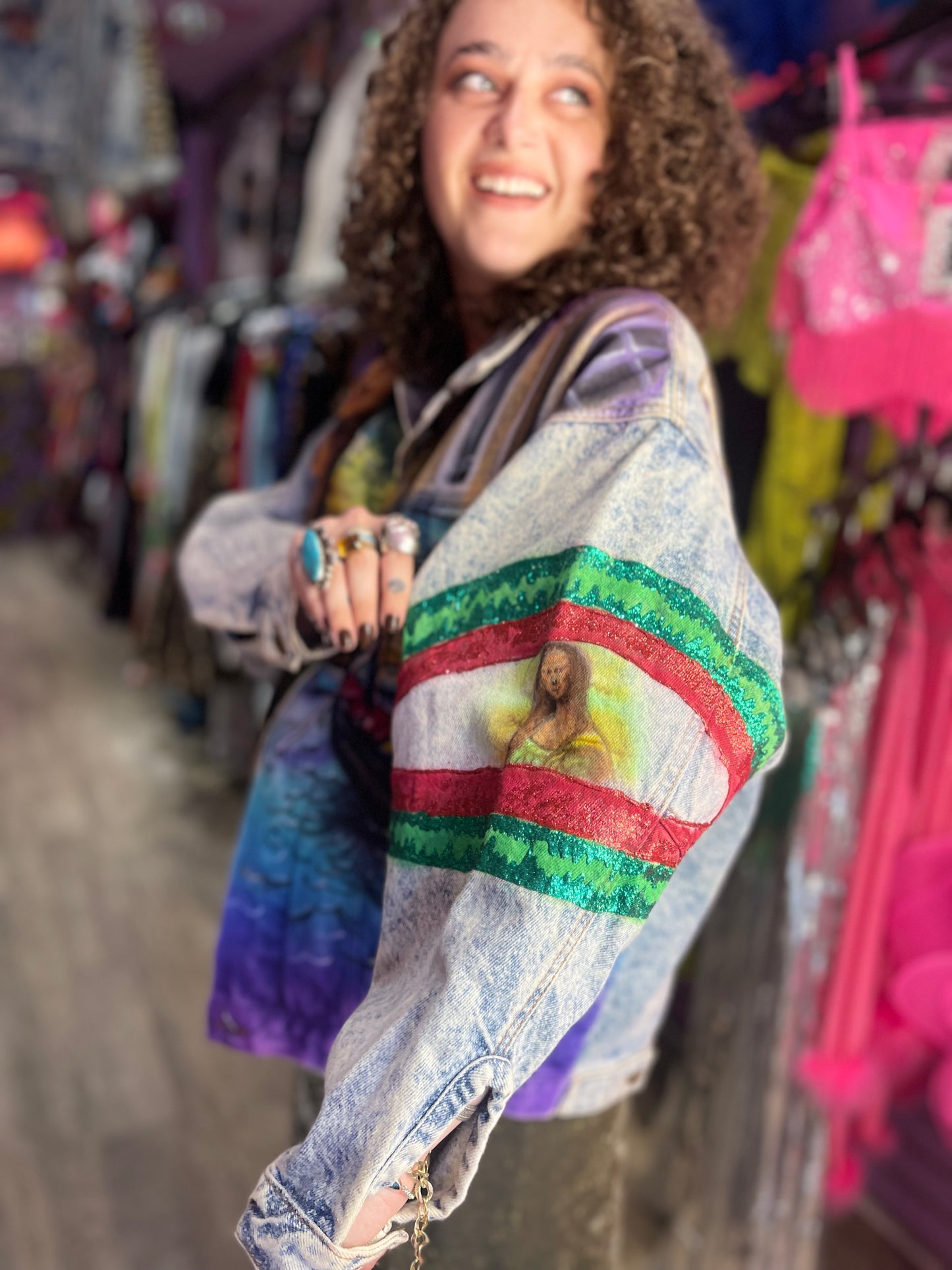 Vintage 80s/90s Italy Theme Jean Jacket