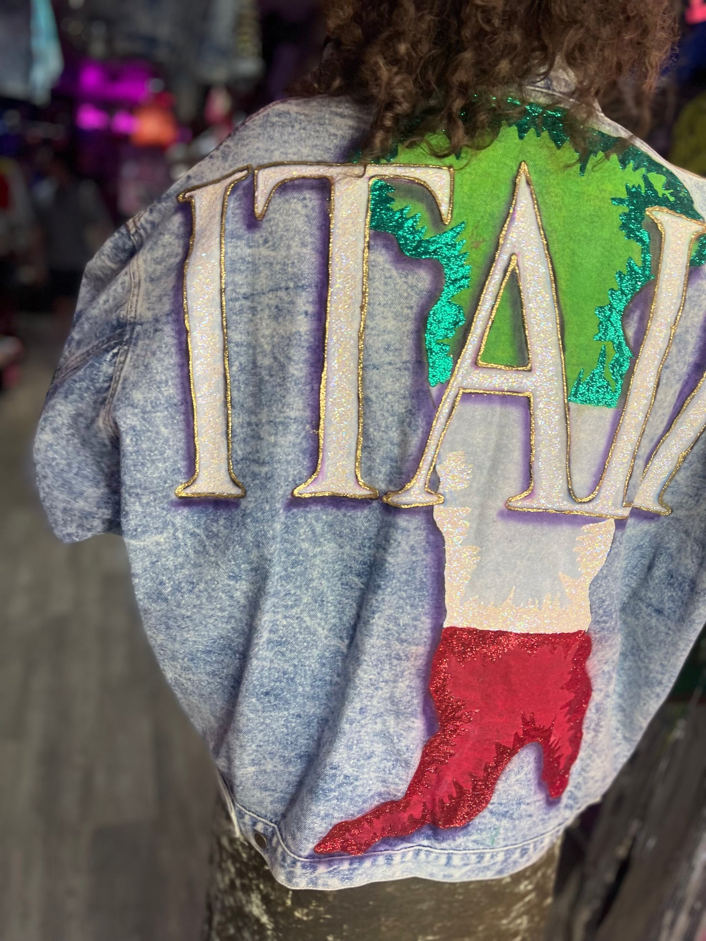 Vintage 80s/90s Italy Theme Jean Jacket