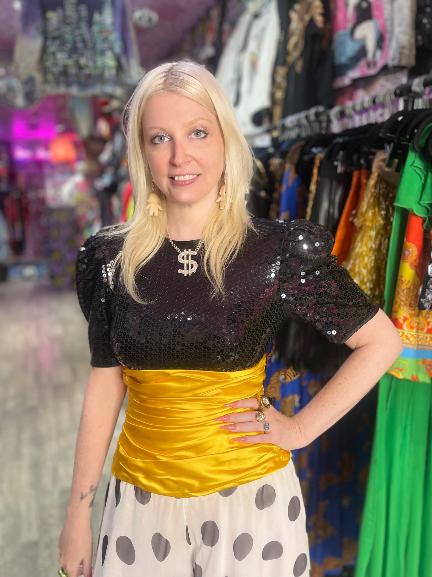 Vintage 90s Sequin and Polka Dot Jumpsuit
