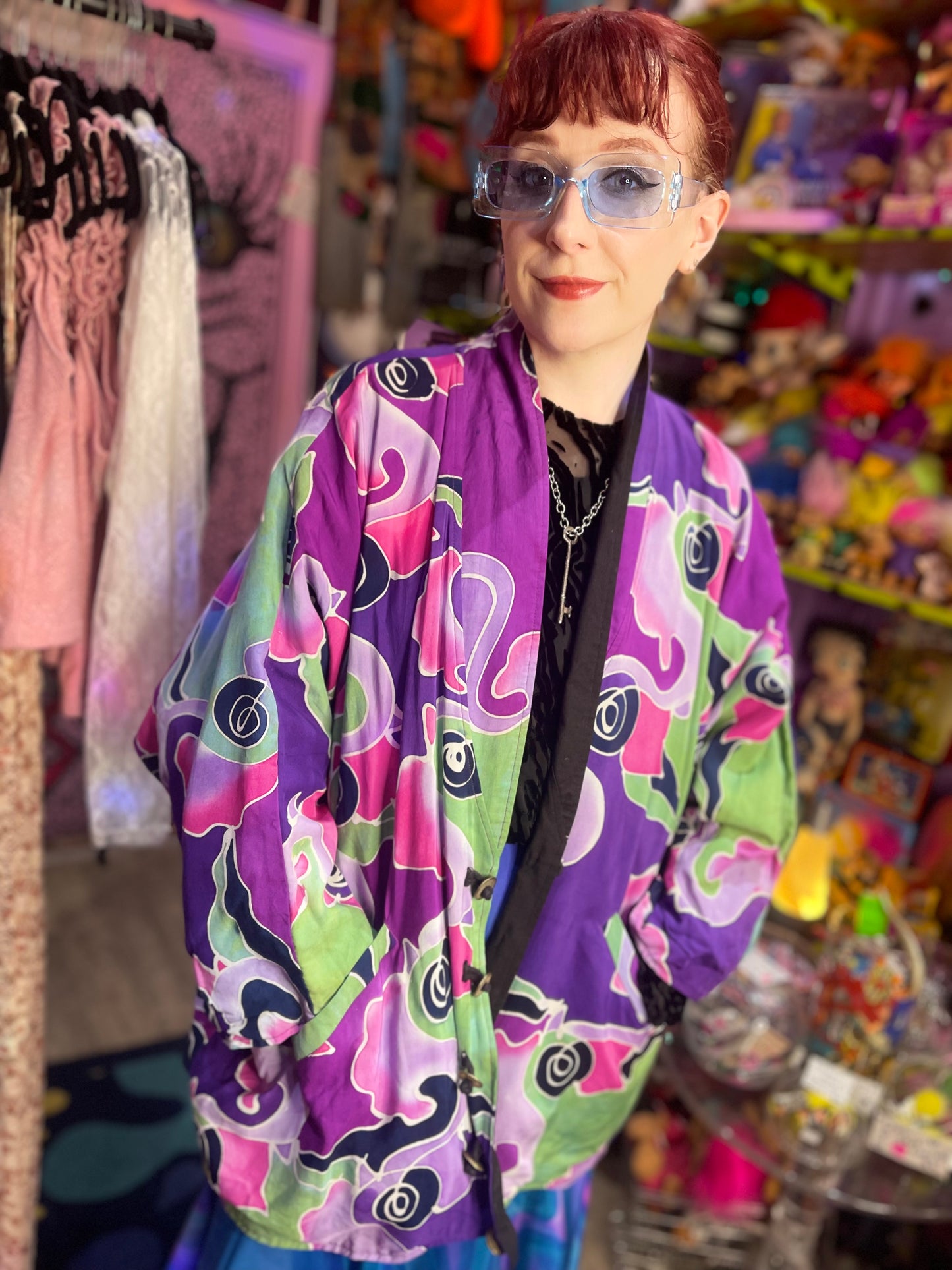Vintage 90s Colorful Batik Reversible Jacket