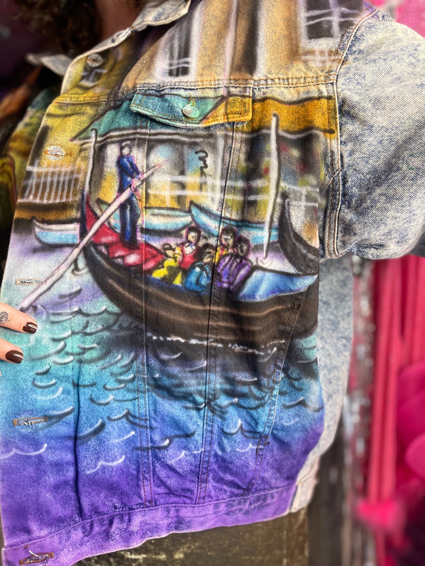 Vintage 80s/90s Italy Theme Jean Jacket
