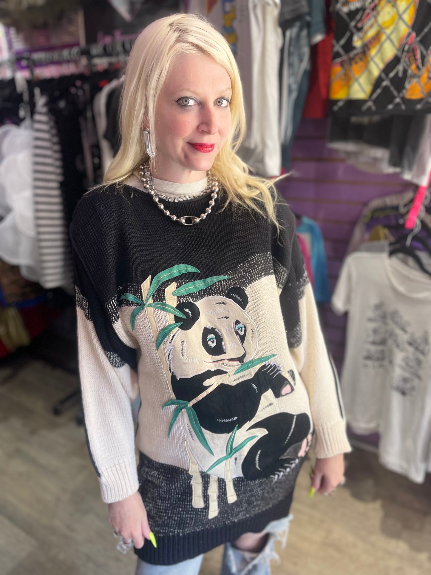 Vintage 80s Panda Sweater