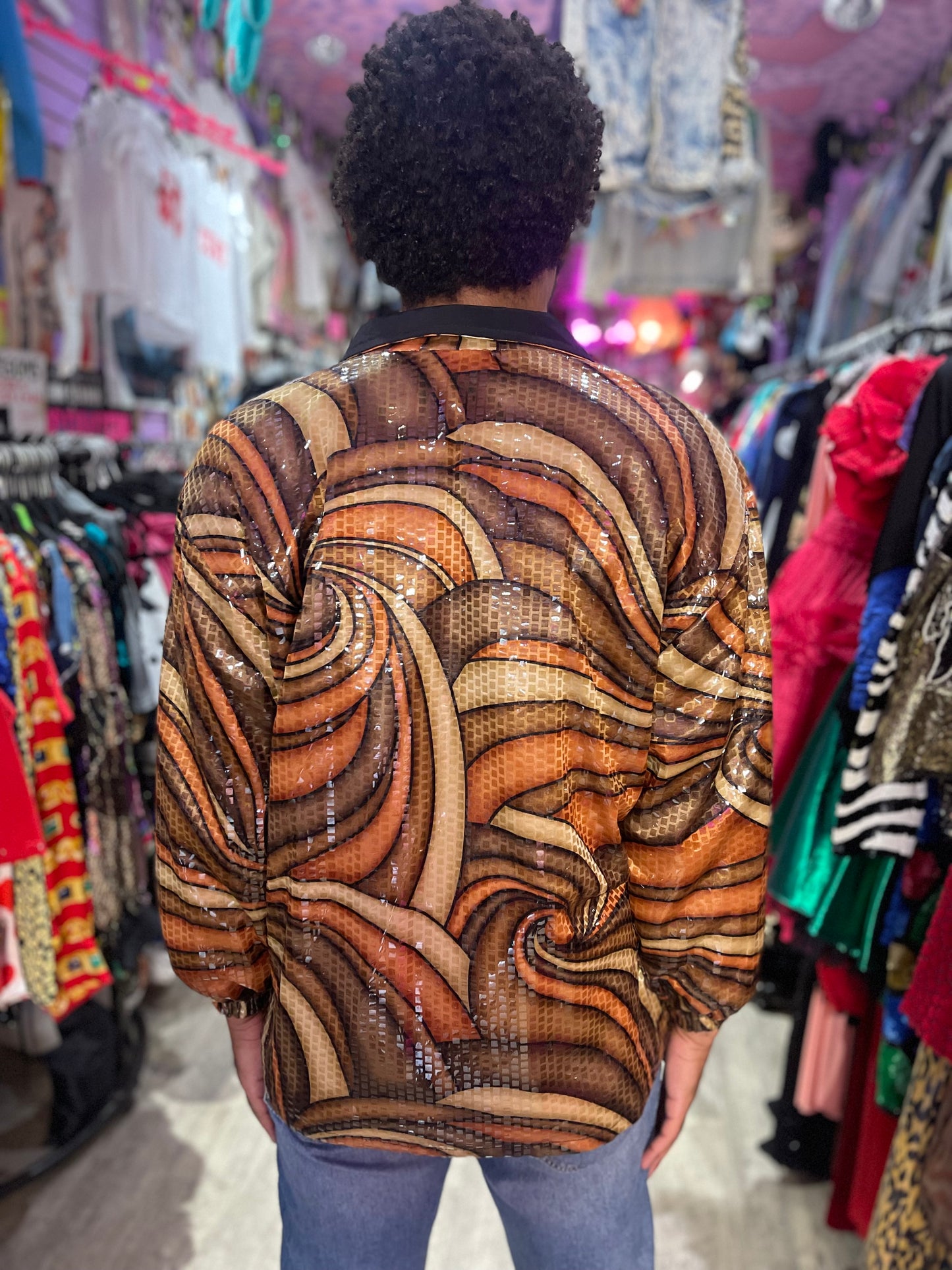 Vintage 90s Shiny Sequin Swirl Jacket