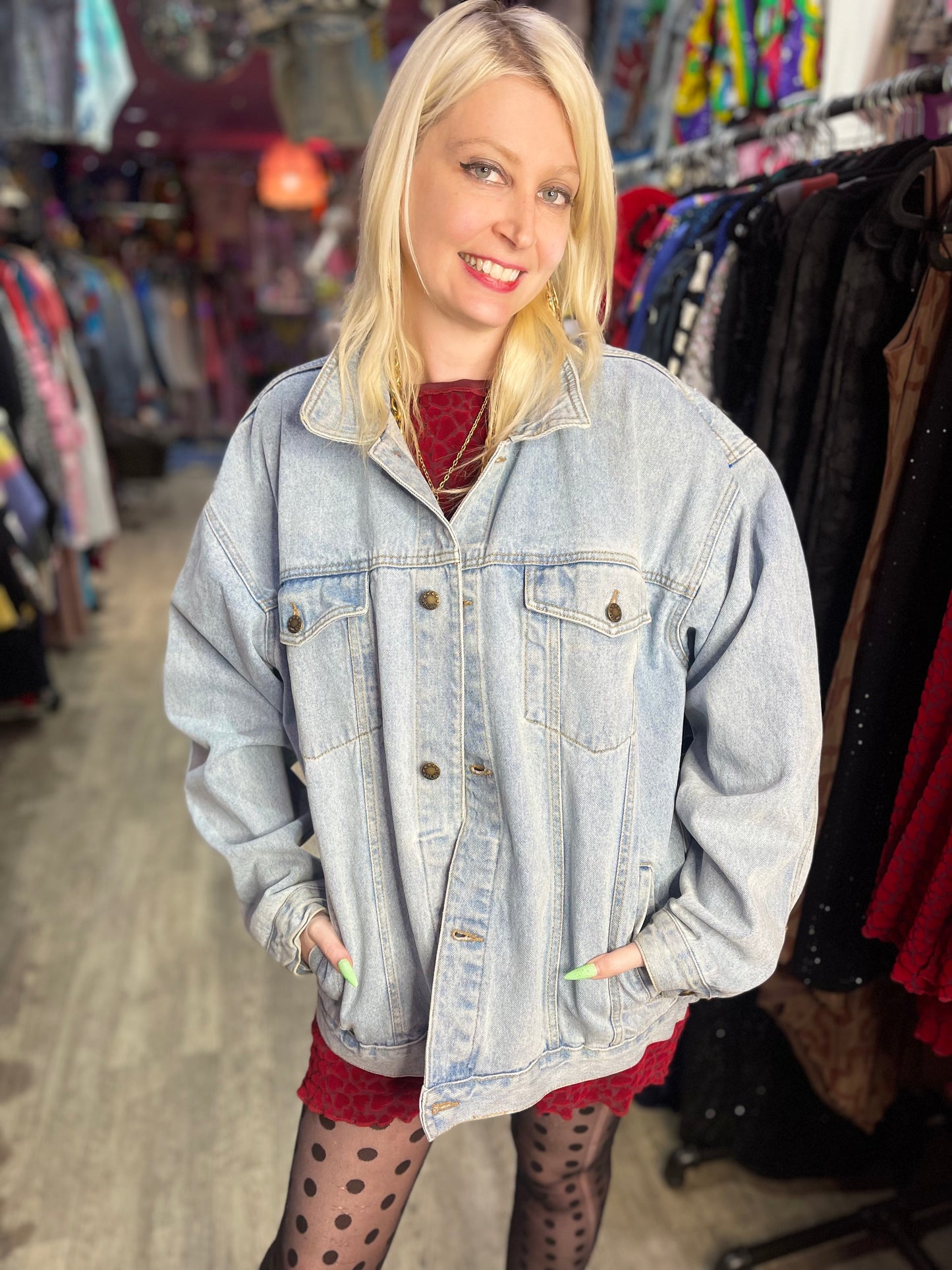 Vintage 90s Painted Sexy Betty Boop Jean Jacket