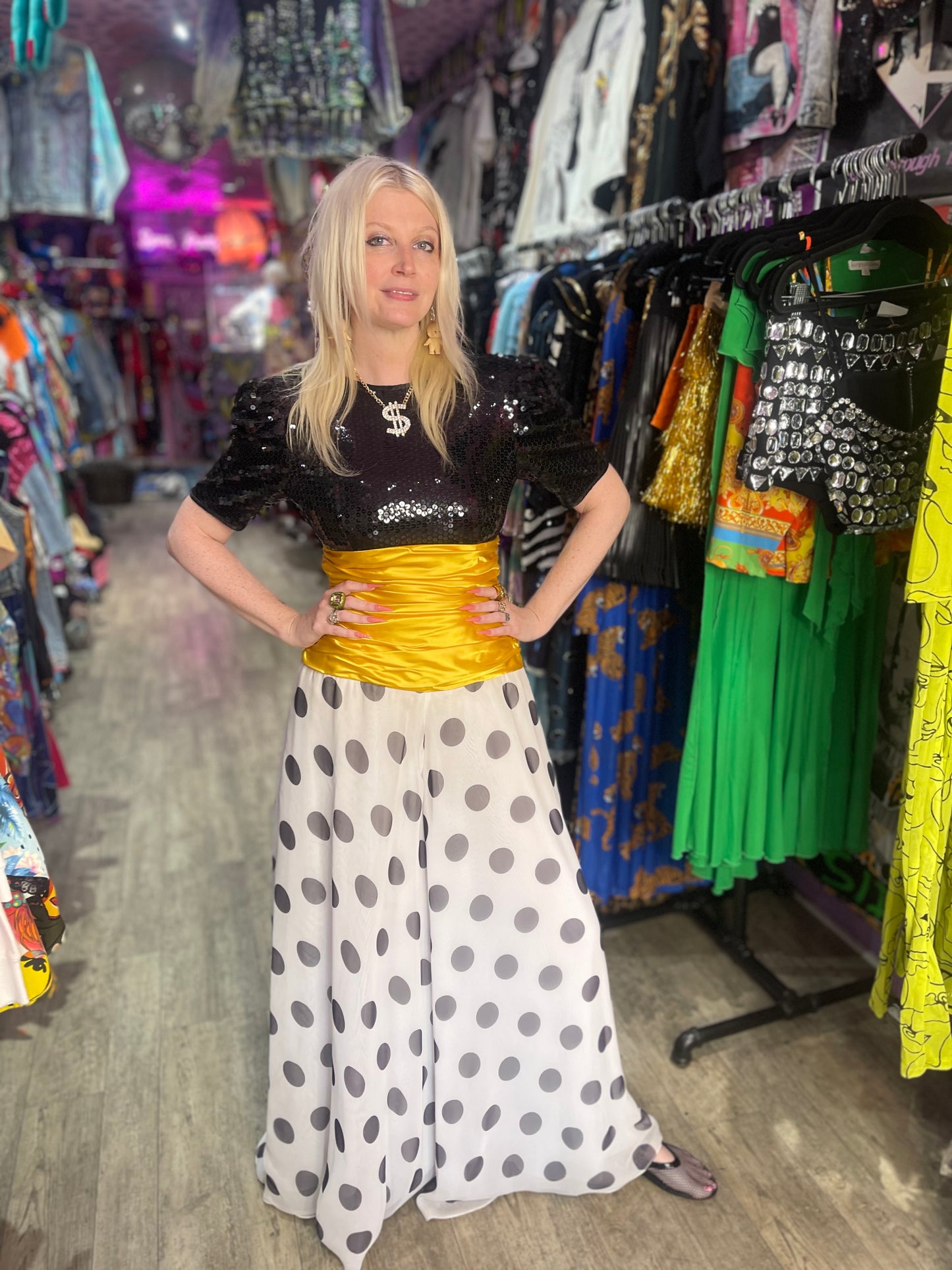 Vintage 90s Sequin and Polka Dot Jumpsuit