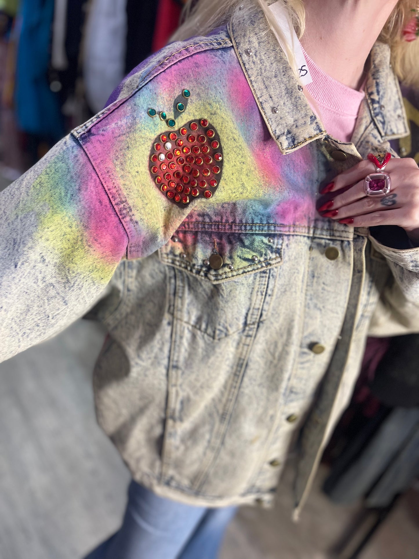 Vintage 80s New York Bedazzled Jean Jacket